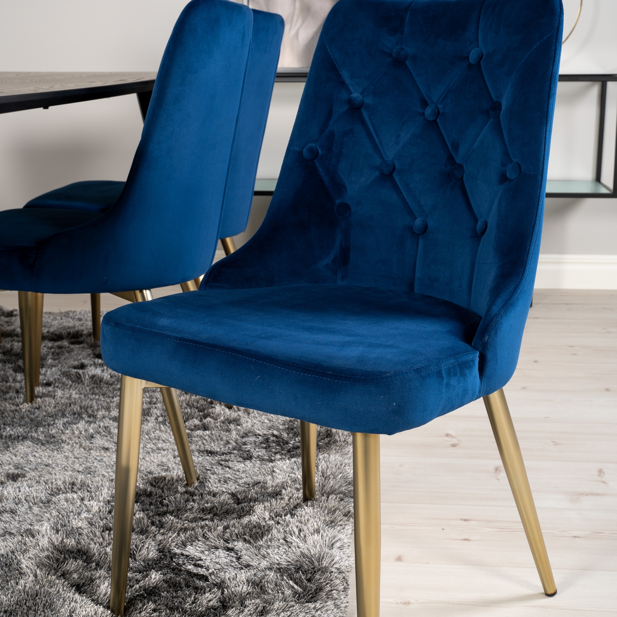 Spisegruppe Venture Home Dipp med 6 Velvet Deluxe Fløyel Stoler