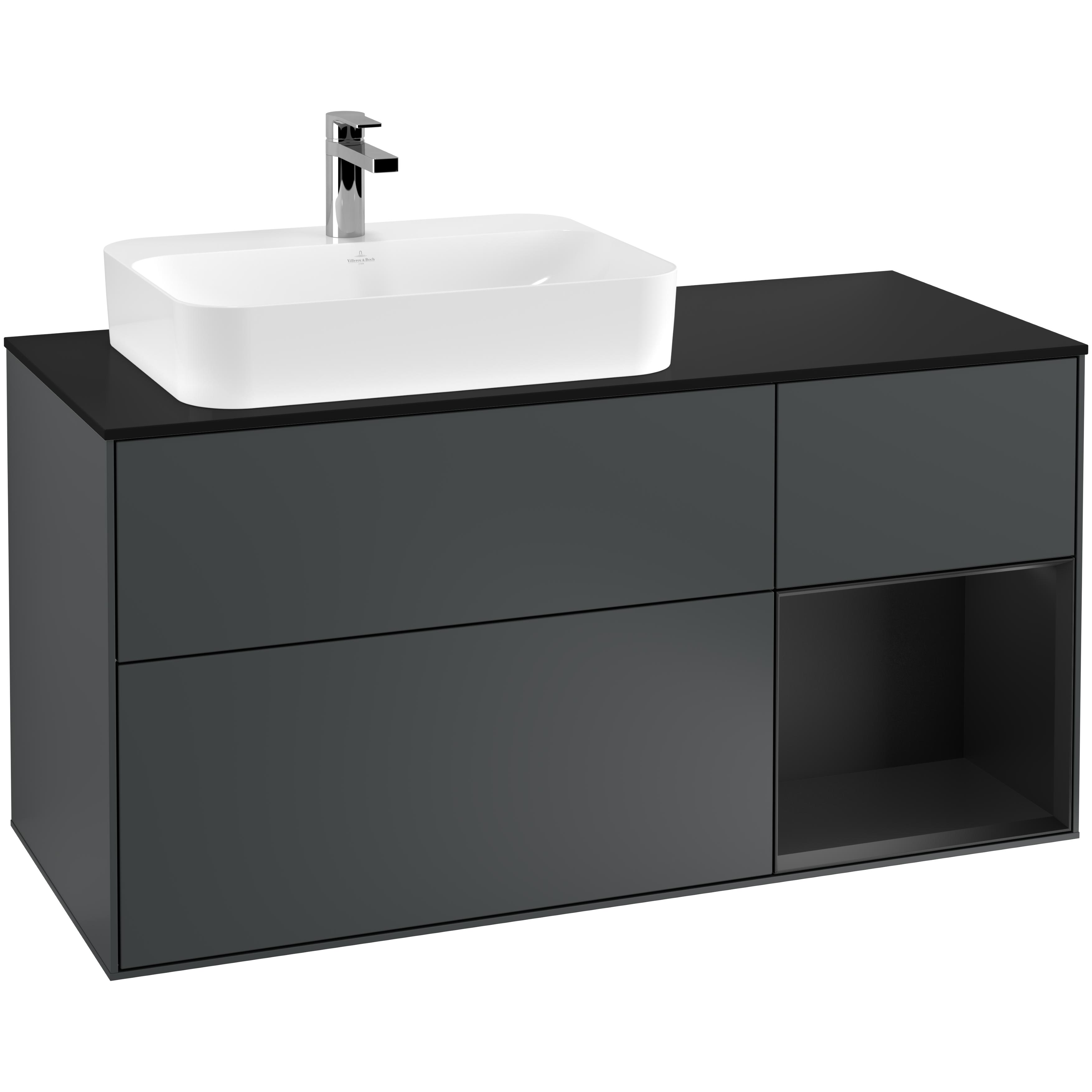 Tvättställsskåp Villeroy & Boch Finion med 3 Lådor Hylla och Bänkskiva för Ocentrerat Ytmonterat Tvättställ