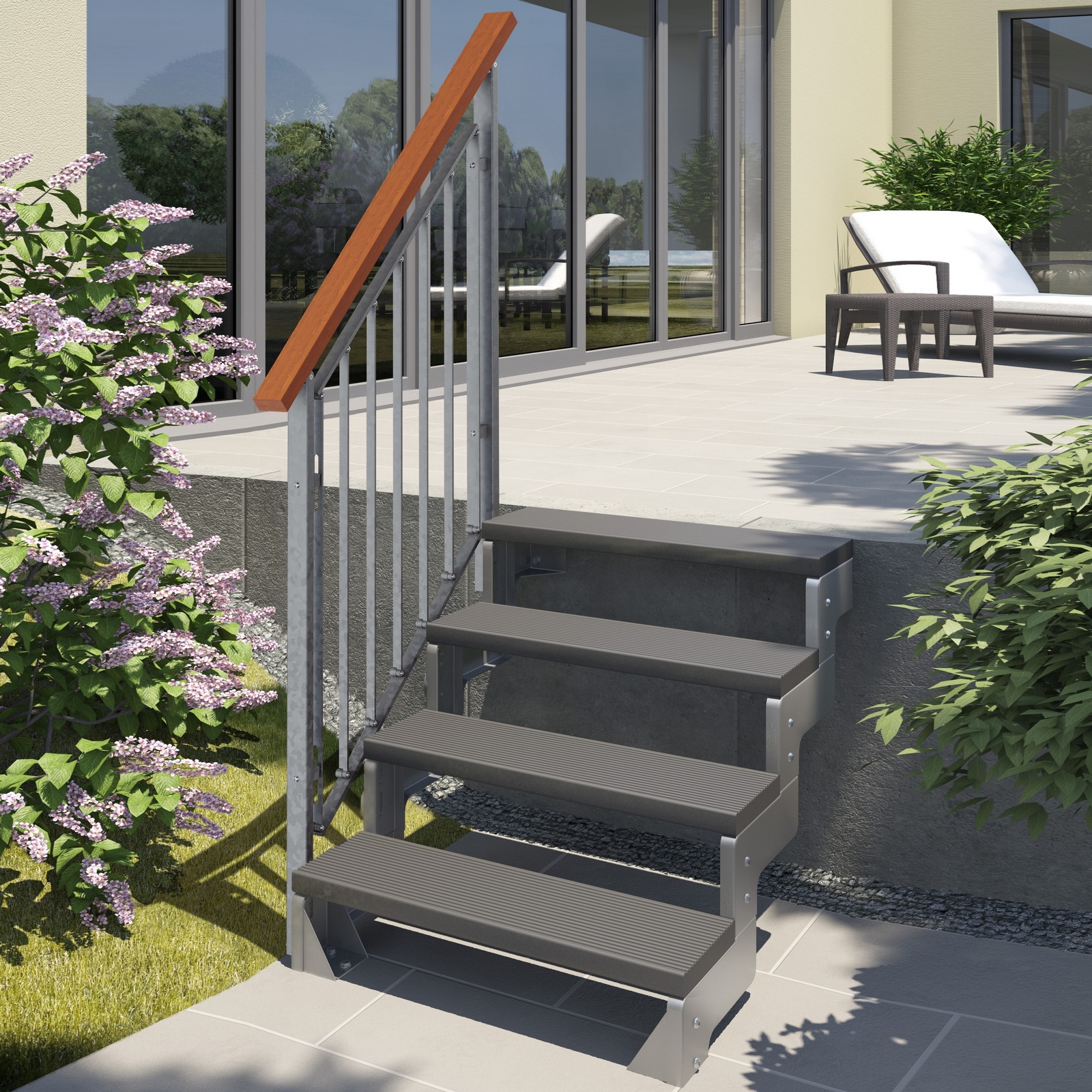 Hagetrapp Dolle Gardentop Trimax med Nordic Rekkverk