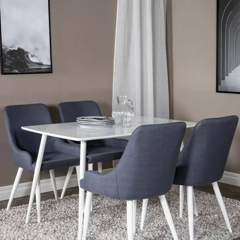 Spisegruppe Venture Home Pobbie med 4 Plake Stoler Polyester