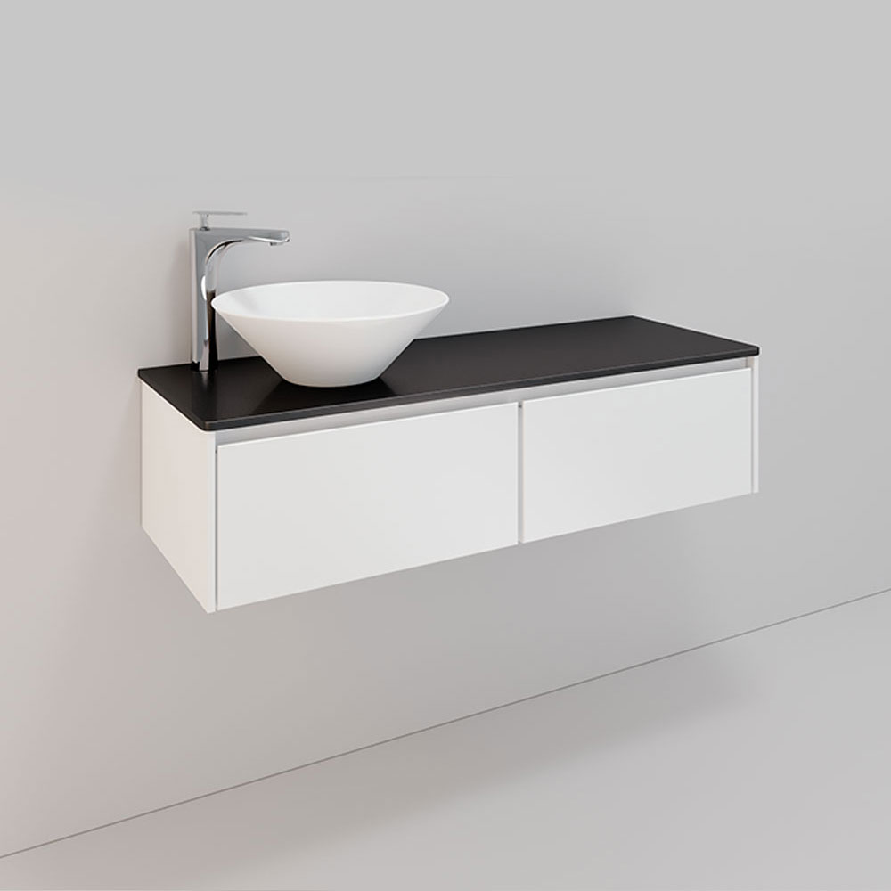 Tvättställsskåp Noro Lifestyle Concept 1200V Vit, 2 lådor, L BxH: 120x34,5 cm, 2 skuffer, Servant til venstre