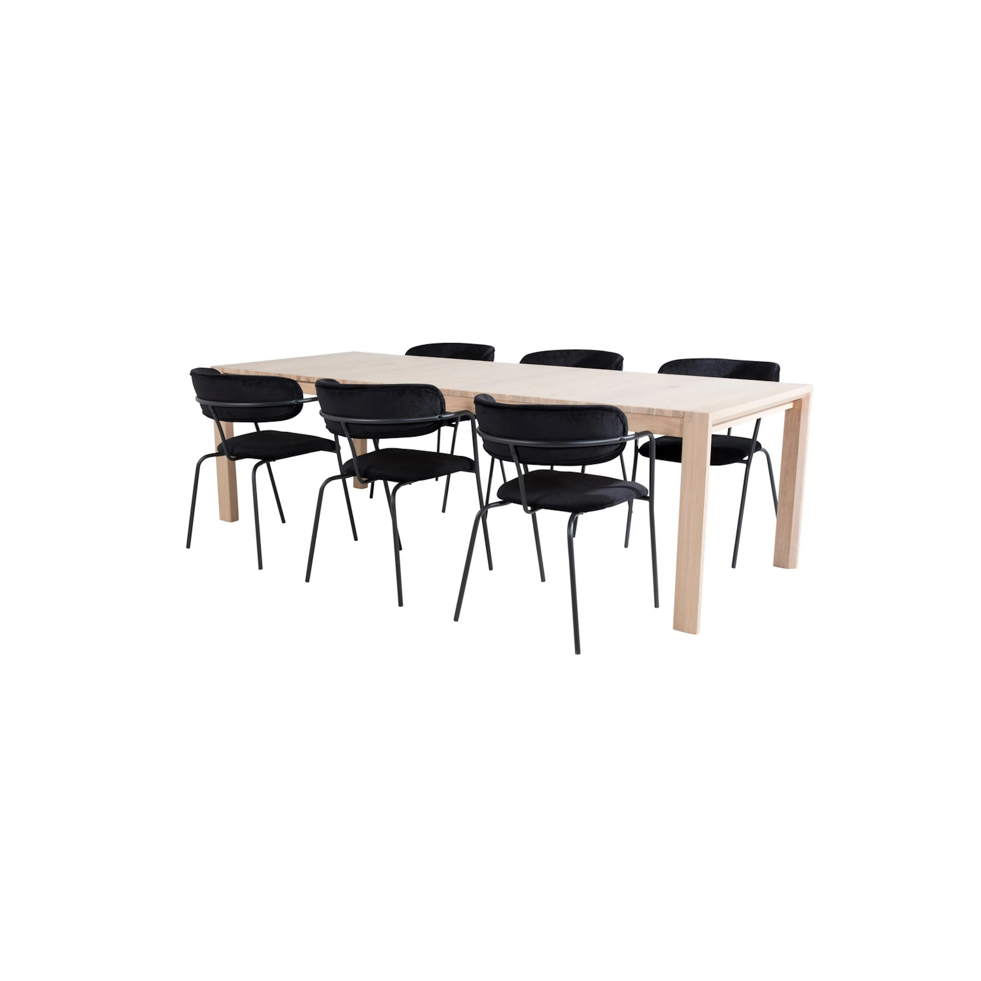 Slider Extention Table - White Wash+Arrow armchair- _6 Lyse Eik/Sort
