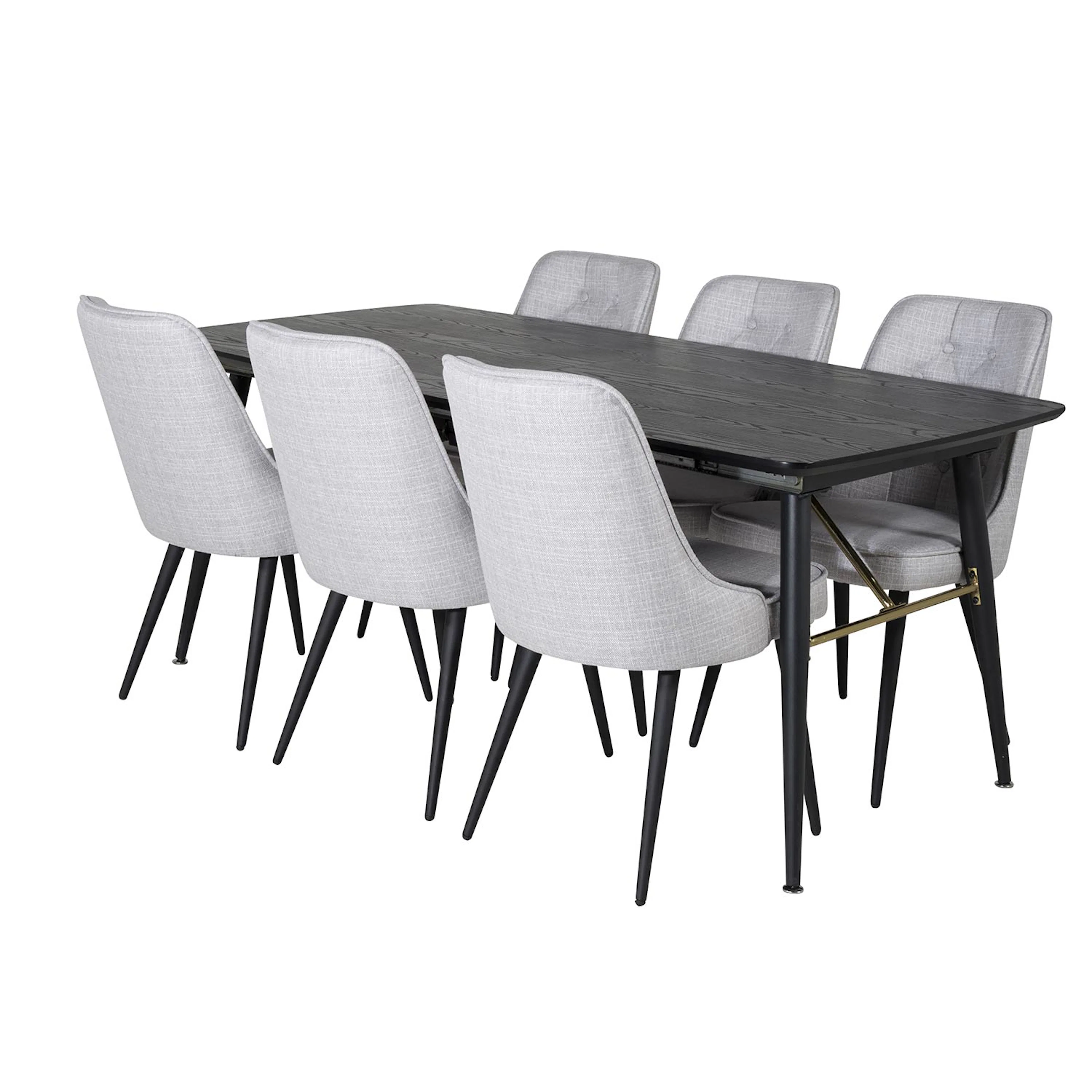 Spisegruppe Venture Home Gold med 6 Velvet Deluxe Stoler