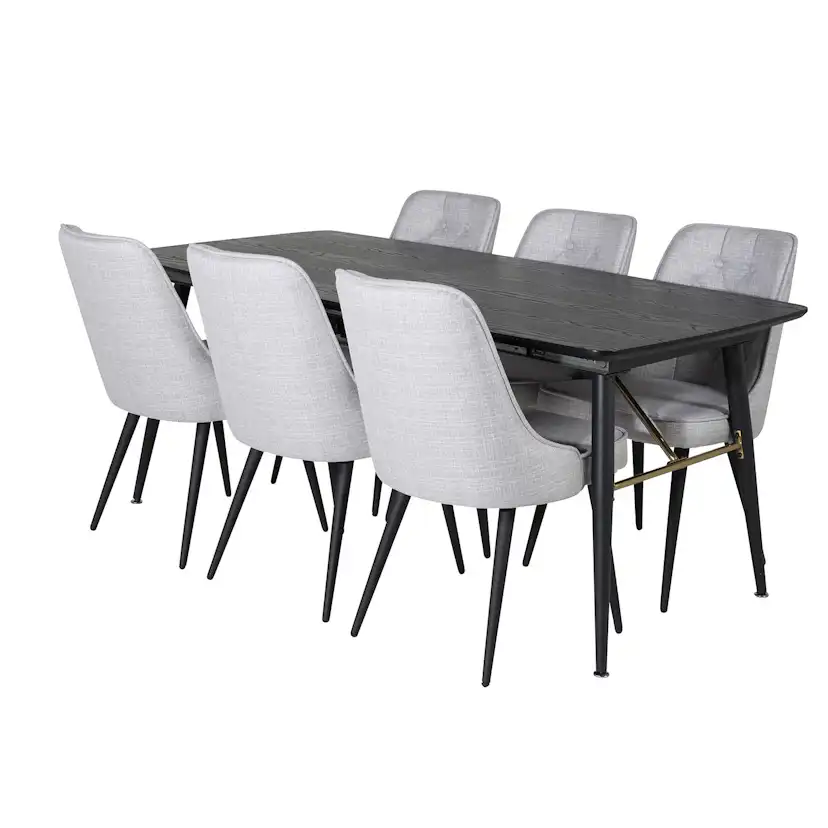 Spisegruppe Venture Home Gold med 6 Velvet Deluxe Stoler