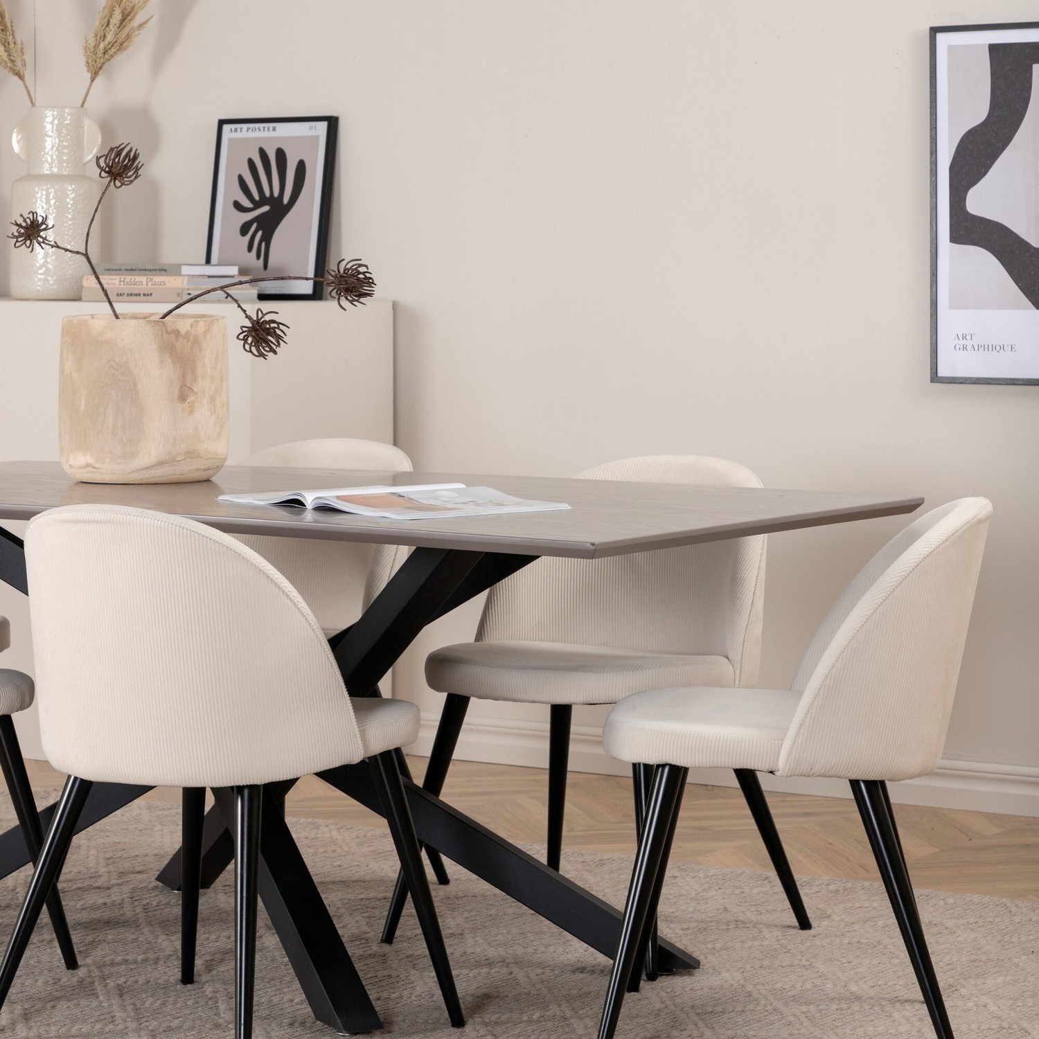 Spisegruppe Venture Home med Piata Spisebord og 6 Valentina Spisestoler