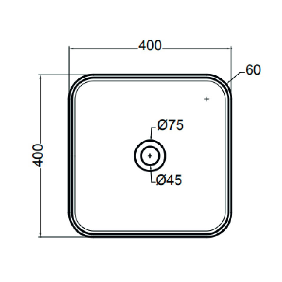 Tvättställ Lavabo Mate Slim 400x400 mm Vit Hvit