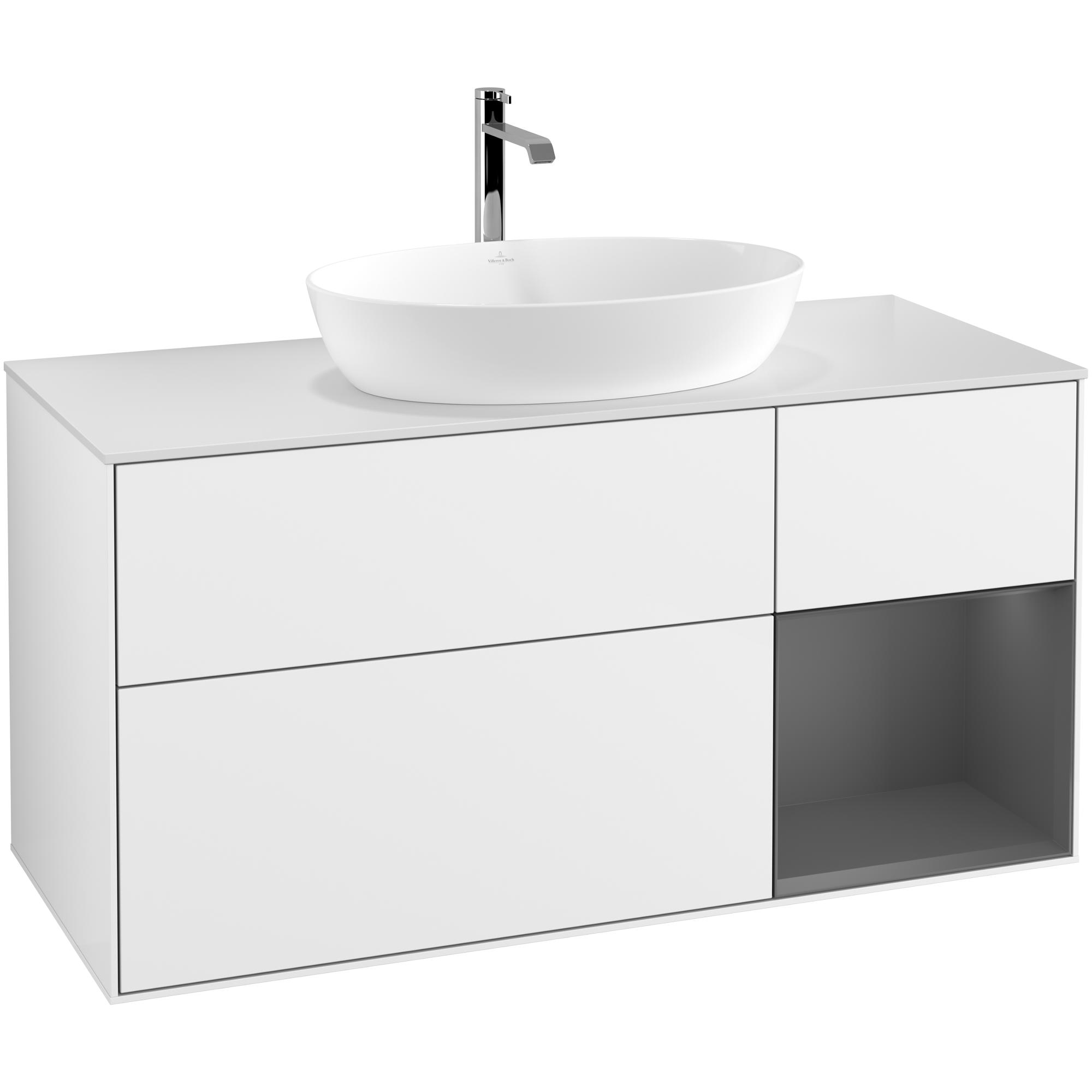 Tvättställsskåp Villeroy & Boch Finion med 3 Lådor Hylla och Bänkskiva för Fristående Tvättställ från Artis & Collaro | badrum - badrumsmobler - tvattstallsskap-och-kommod | KakelKungen