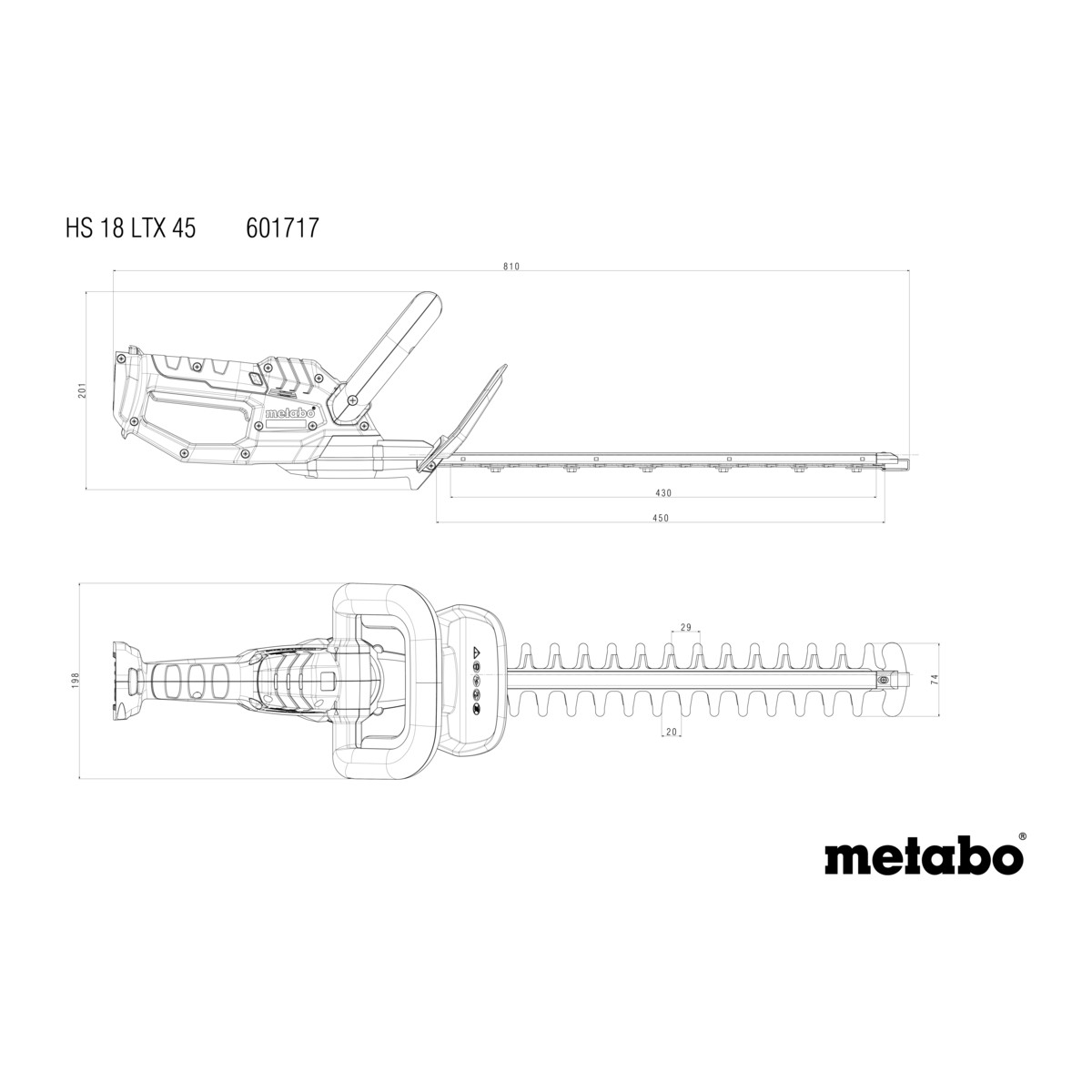 Hekksaks Metabo HS 18 LTX 45 Uten Batteri