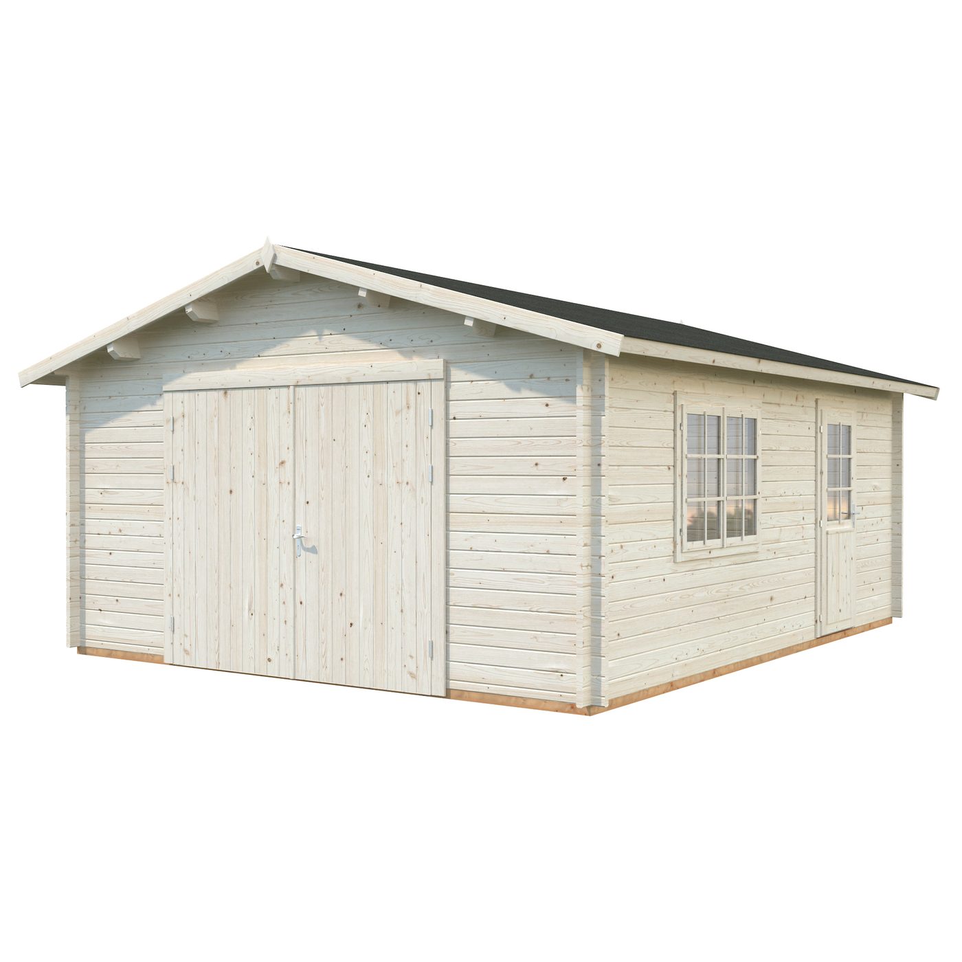 Garage Roger 23,9 m2 med dörr Ubehandlet tre