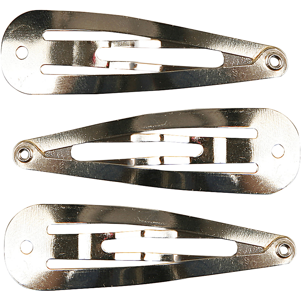 Hårspännen, försilvrad, L: 45 mm, B: 14 mm, 100 st./ 1 förp. 100 st