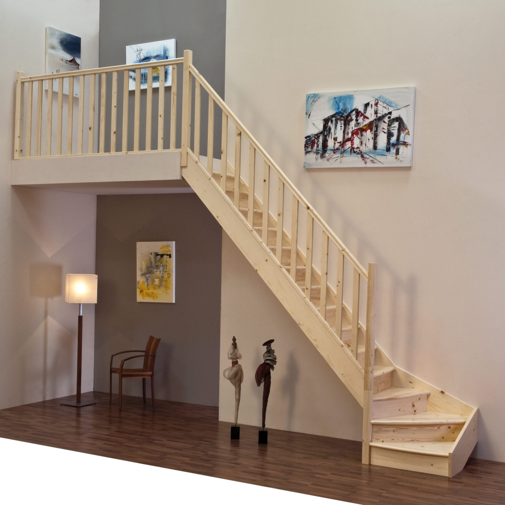 Complete Lofttrappa, Vänstervriden. Gran Gran, Venstrevridd