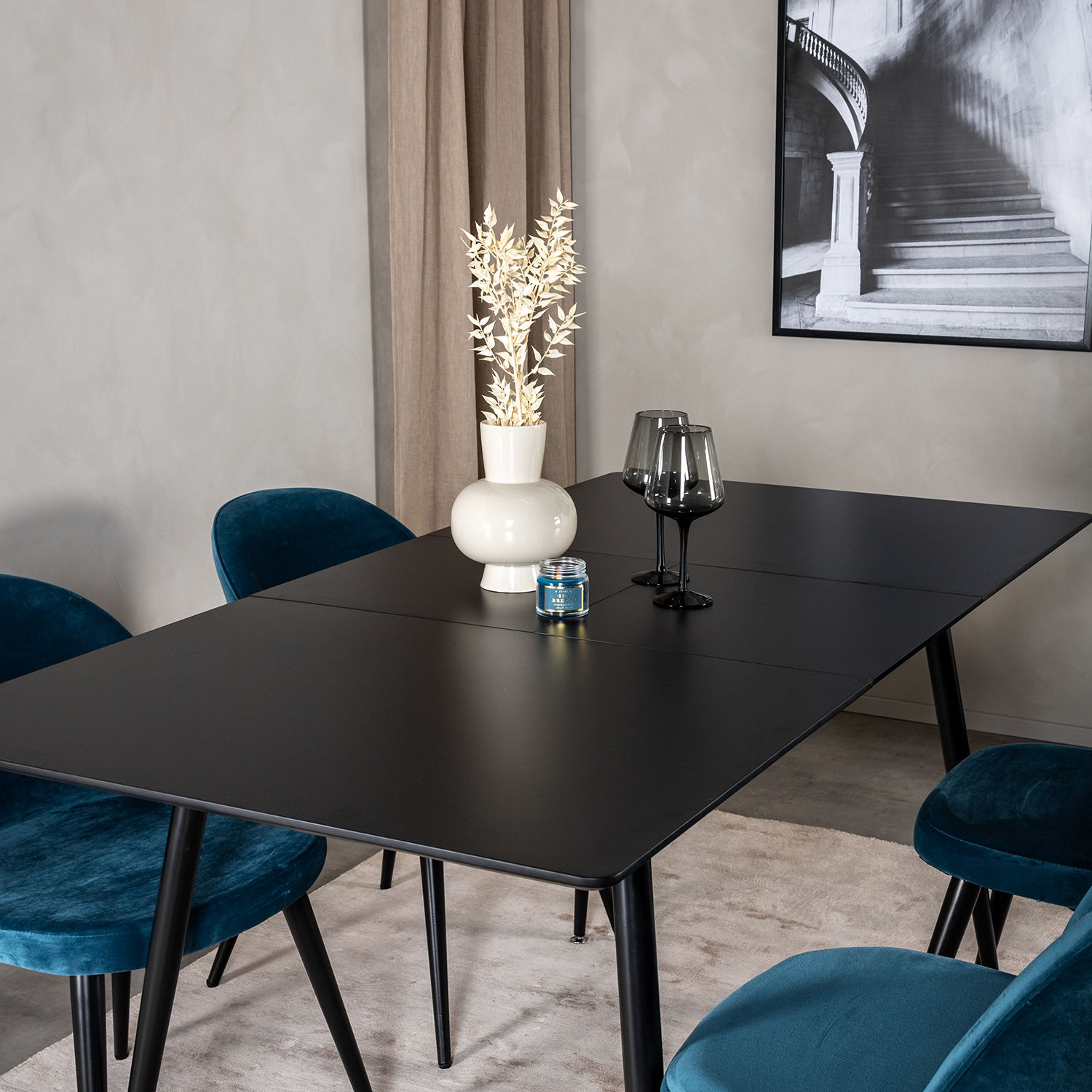 Spisegruppe Venture Home Silvia med Innleggsplate og 4 Valentina Stoler