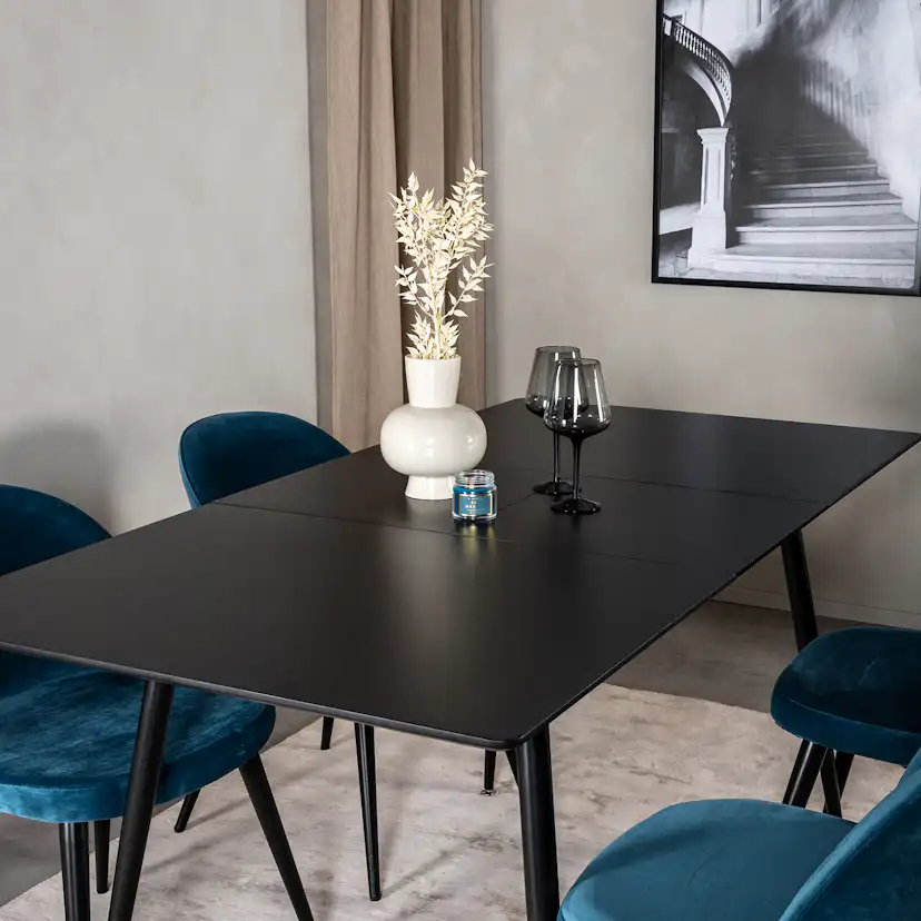 Spisegruppe Venture Home Silvia med Innleggsplate og 4 Valentina Stoler