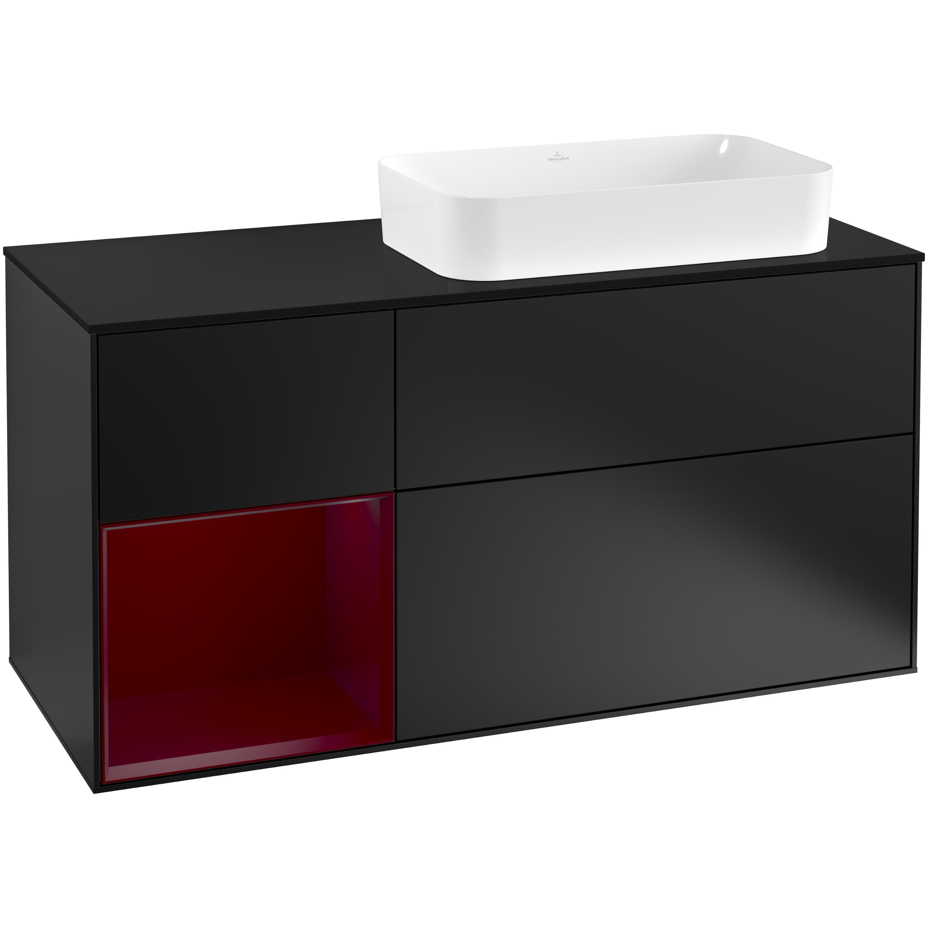Tvättställsskåp Villeroy & Boch Finion med 3 Lådor Hylla och Bänkskiva för Ocentrerat Fristående Tvättställ