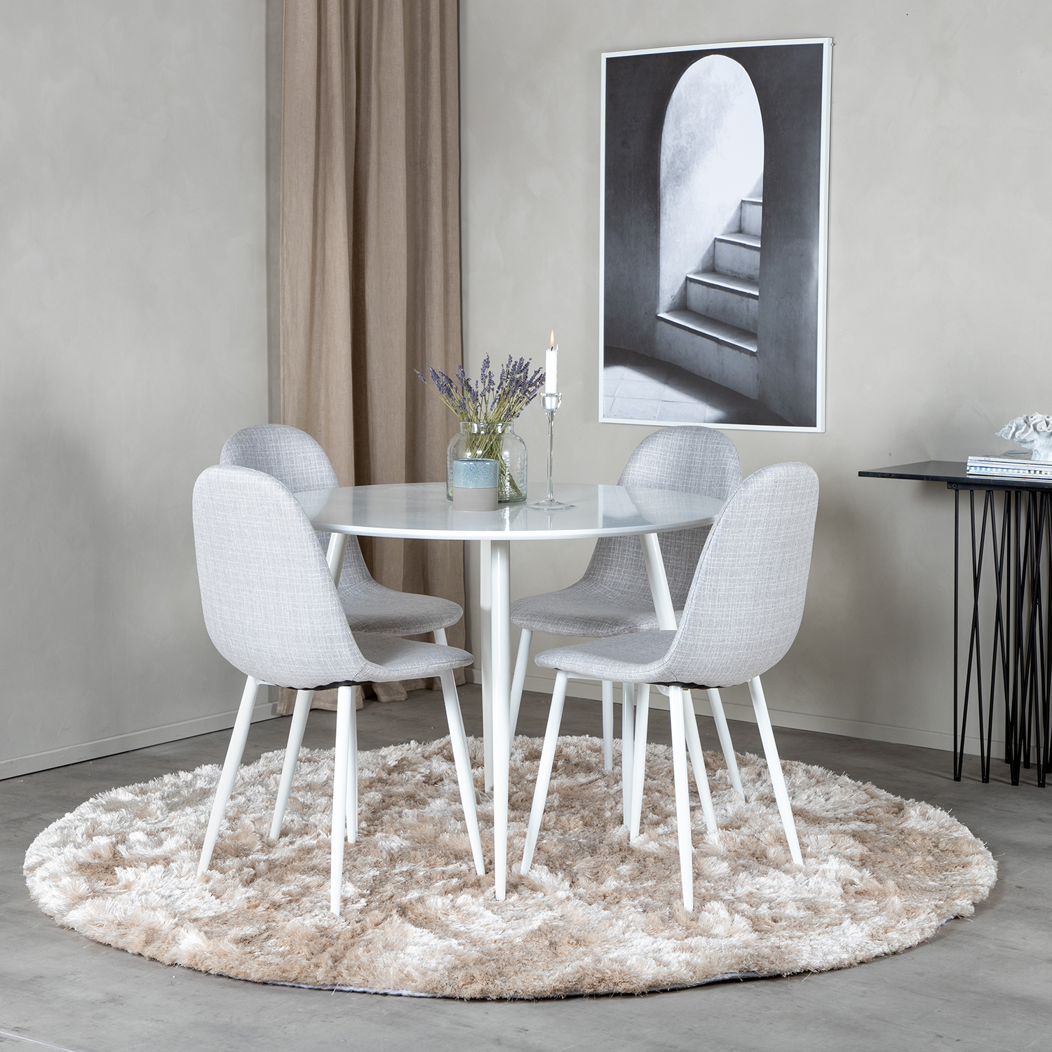 Spisegruppe Venture Home Plake med 4 Pobbie Stoler Polyester Rundt