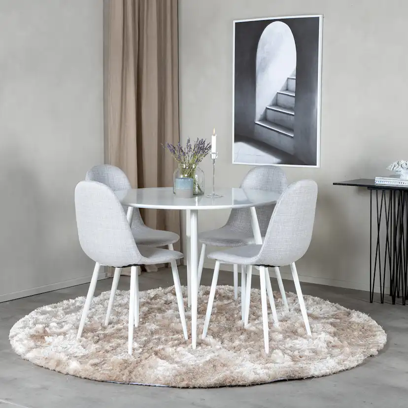 Spisegruppe Venture Home Plake med 4 Pobbie Stoler Polyester Rundt