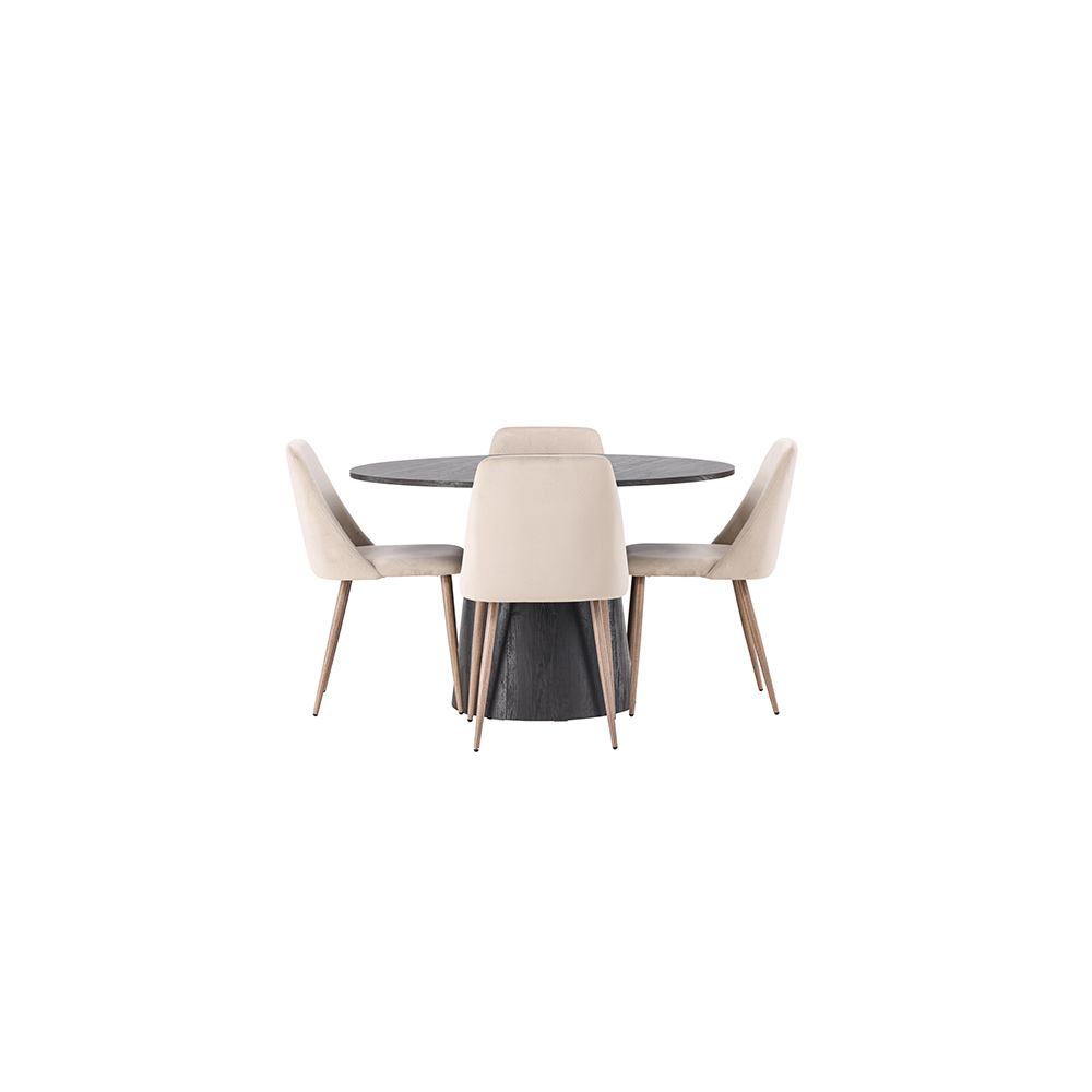 Spisegruppe Venture Home Lanzo Ø120 cm med 4 stk Night Stoler