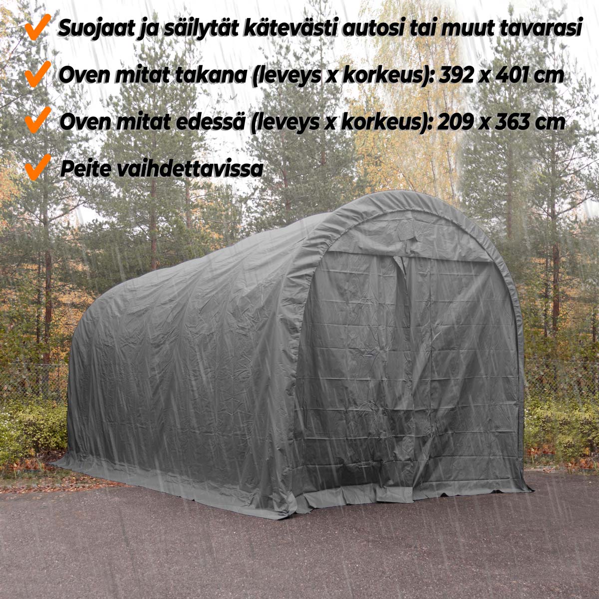 Fornorth Garagetält 4x8m, mörkgrå Mørkgrå