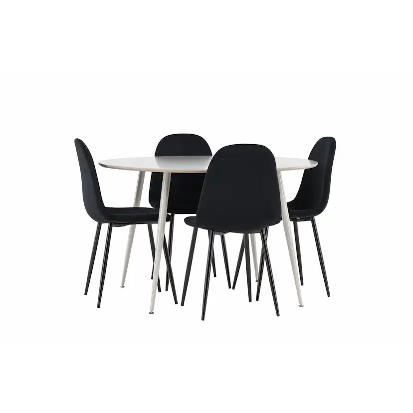 Spisegruppe Venture Home Plaza Ø120 med 4 stk Polar Stoler Fløyel