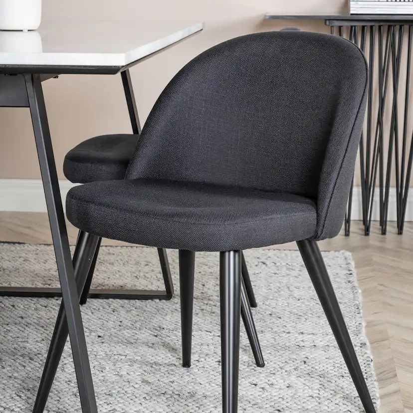 Estelle Table White/Black+Velvet Chiar- Black Fabric_4 Hvit/Sort