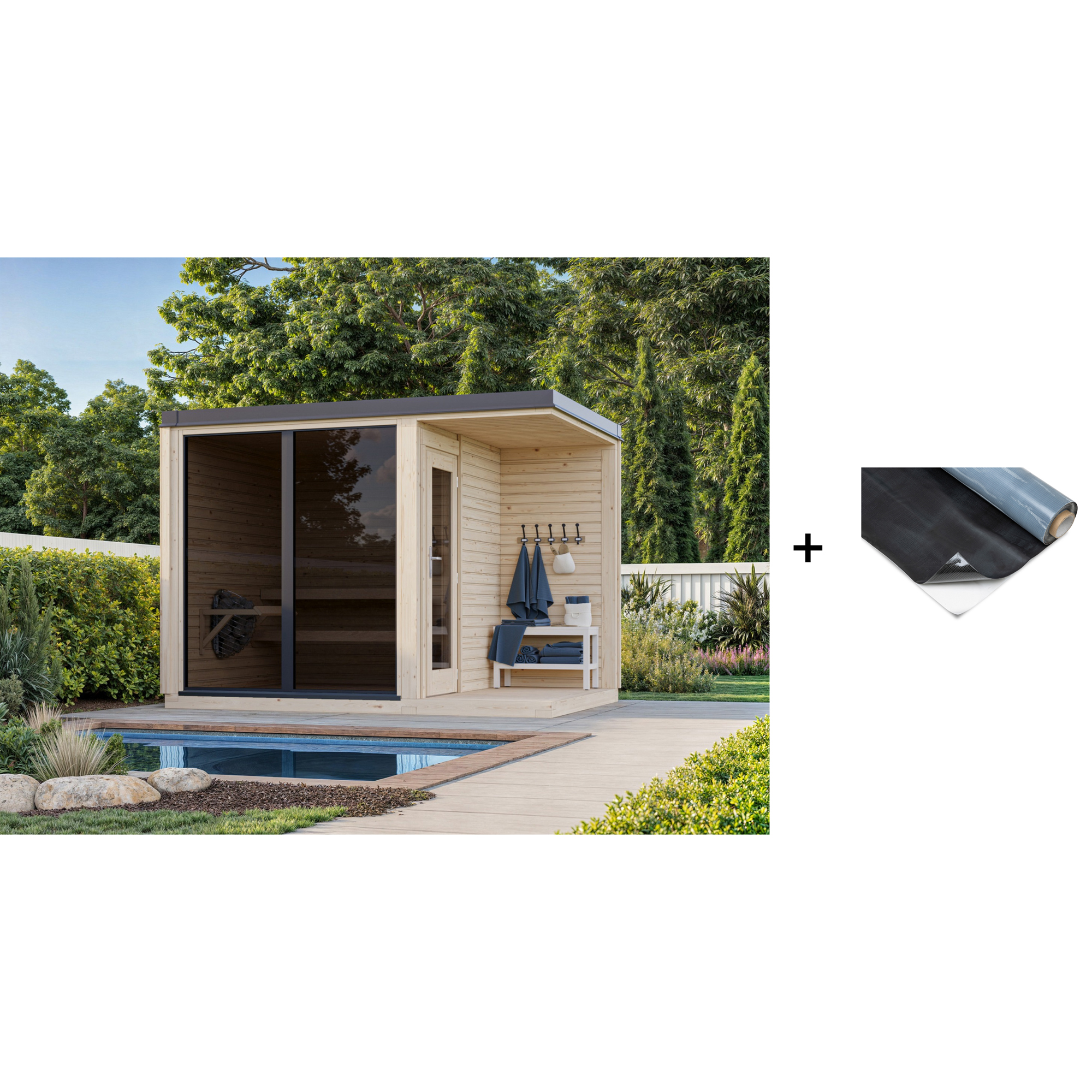 Badstue Palmako Sarah 3,8+2,1 M2 med EPDM Takfolie
