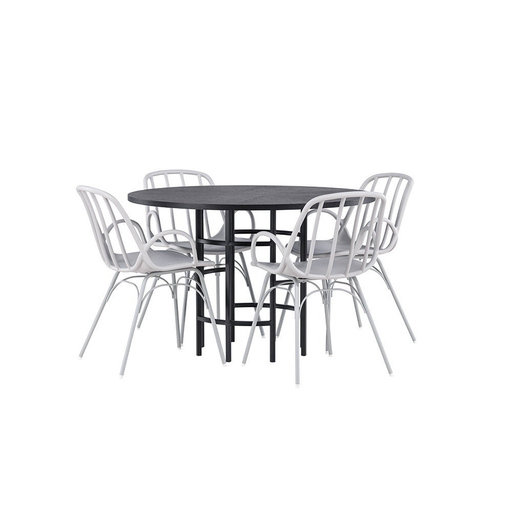 Spisegruppe Venture Home Copenhagen Ø 115 cm med 4 Dyrön Stoler