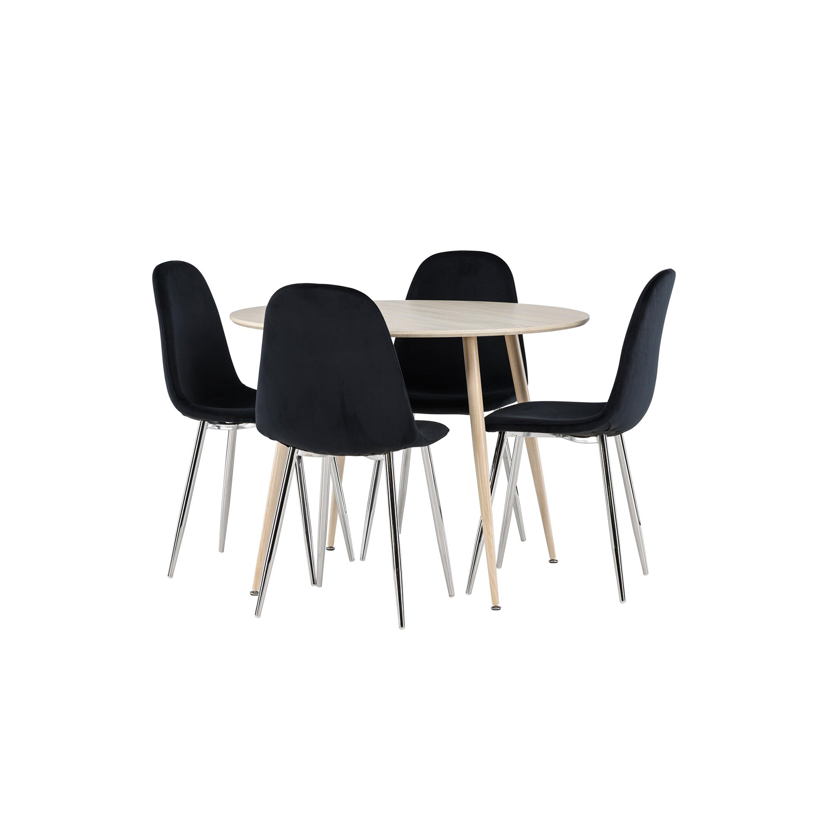 Spisegruppe Venture Home Plaza Ø100 med 4 stk Polar Stoler Fløyel