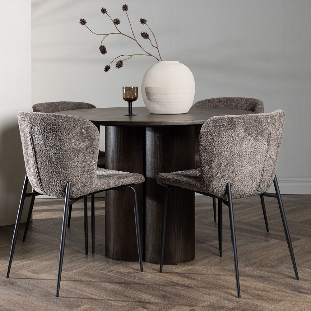 Spisegruppe Venture Home Olivia Ø 110 cm med 4 Modesto Stoler