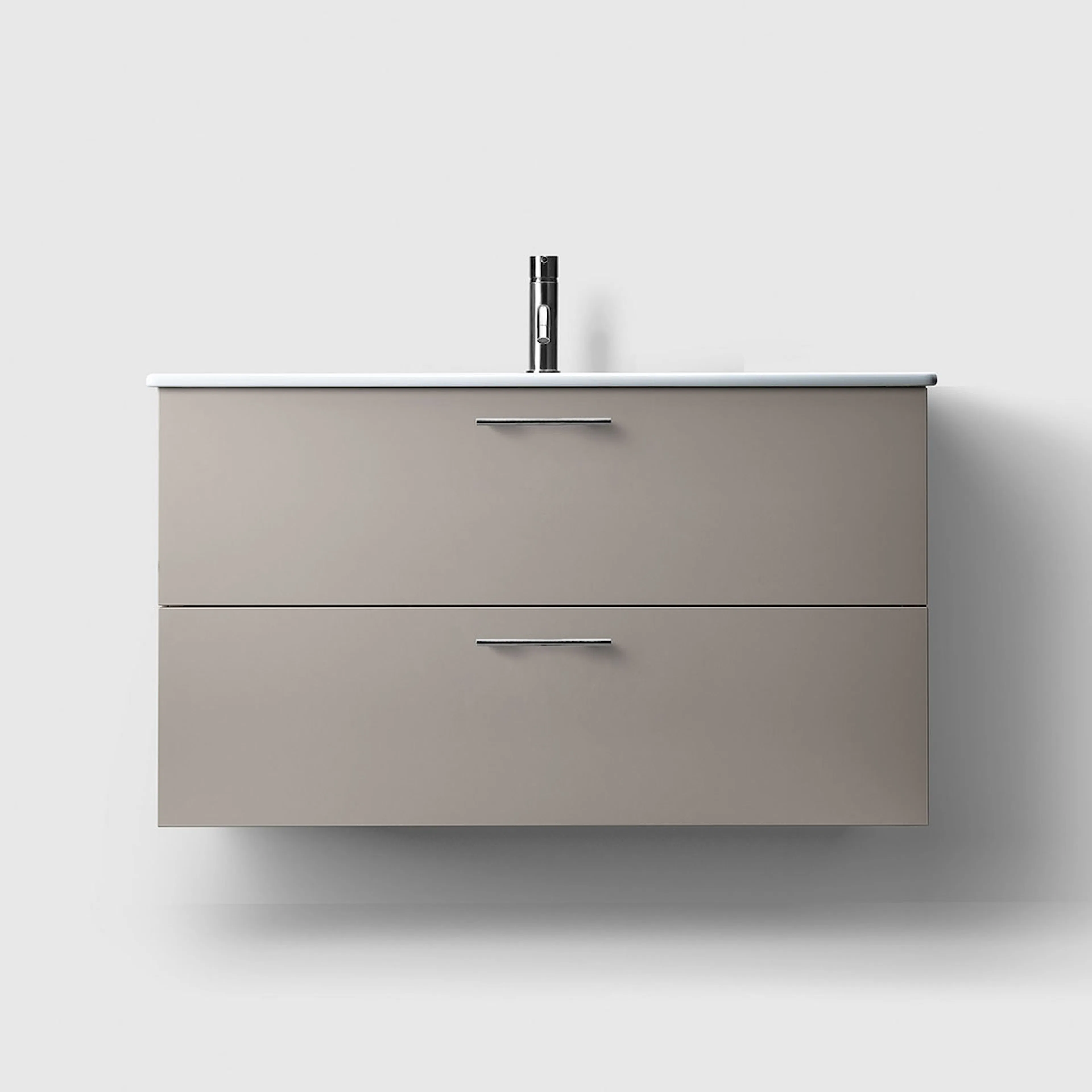 Haven Kommod H3/100-W.Grey-Porcelain  Htag A2 05 Krom Grålackerad, Tvättställ i Porslin med Handtag A2.05 i Krom