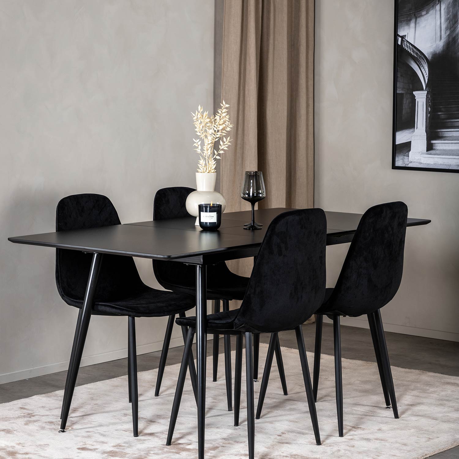 Spisegruppe Venture Home Silvia med Innleggsplate og 4 Phoi Stoler