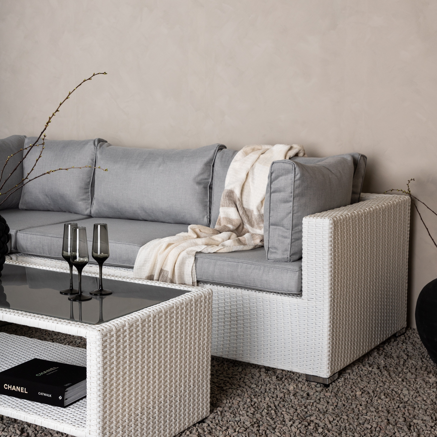 Amazon Modulsoffa 3+2+1 - Vit / grå dyna Hvit