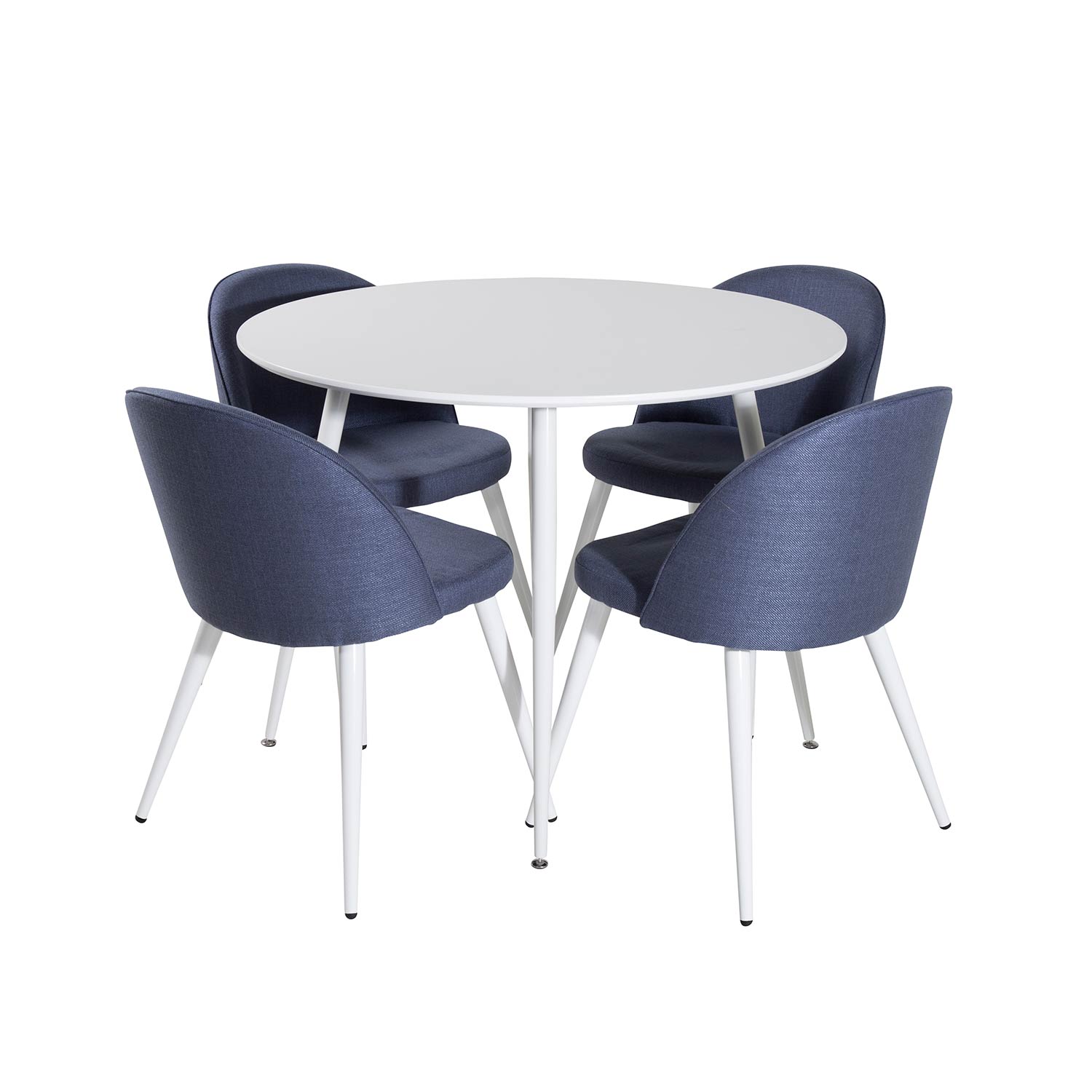 Plaza Round Table-White top/Velvet Chiar-Blue Fabric_4 Hvit/Blå