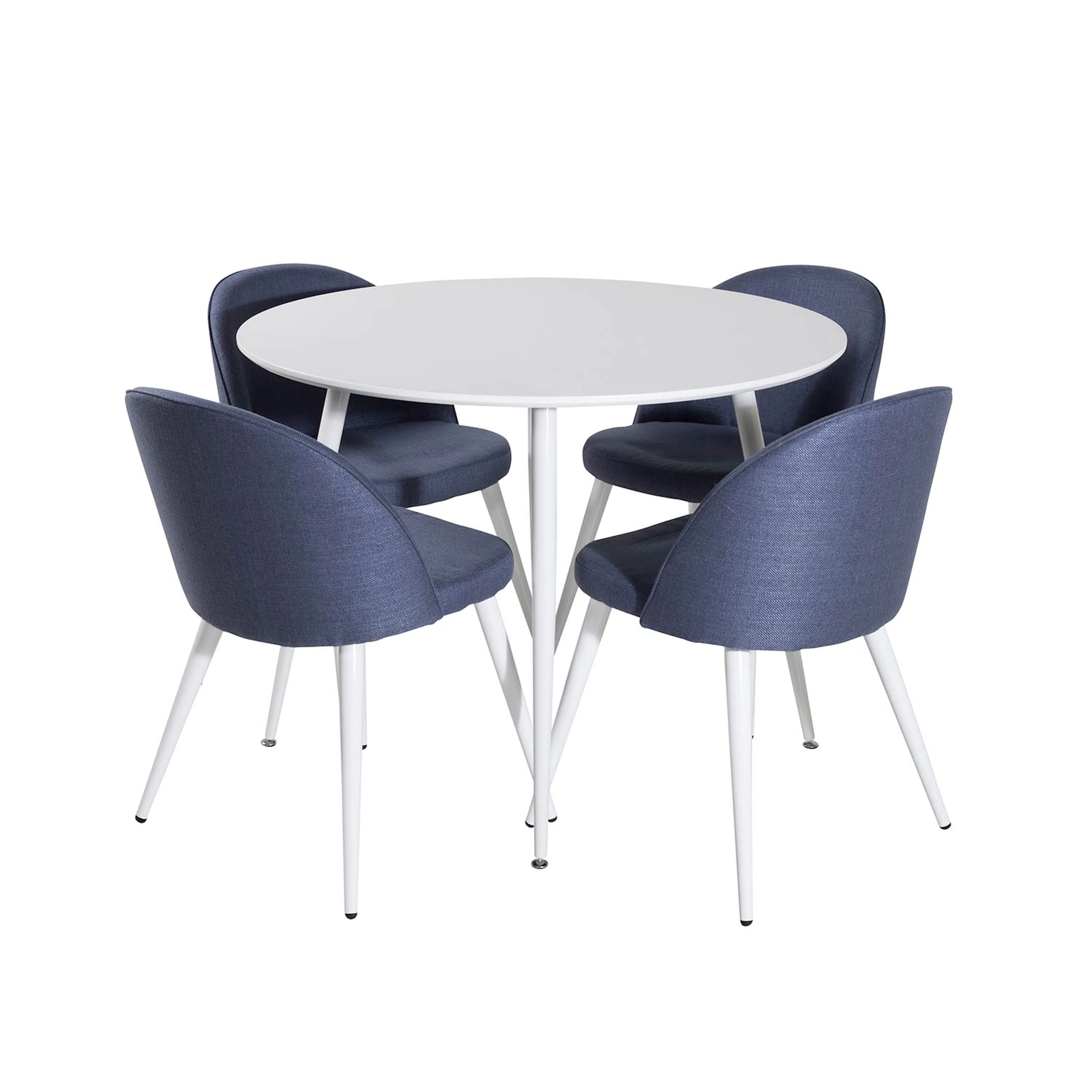 Plaza Round Table-White top/Velvet Chiar-Blue Fabric_4 Hvit/Blå