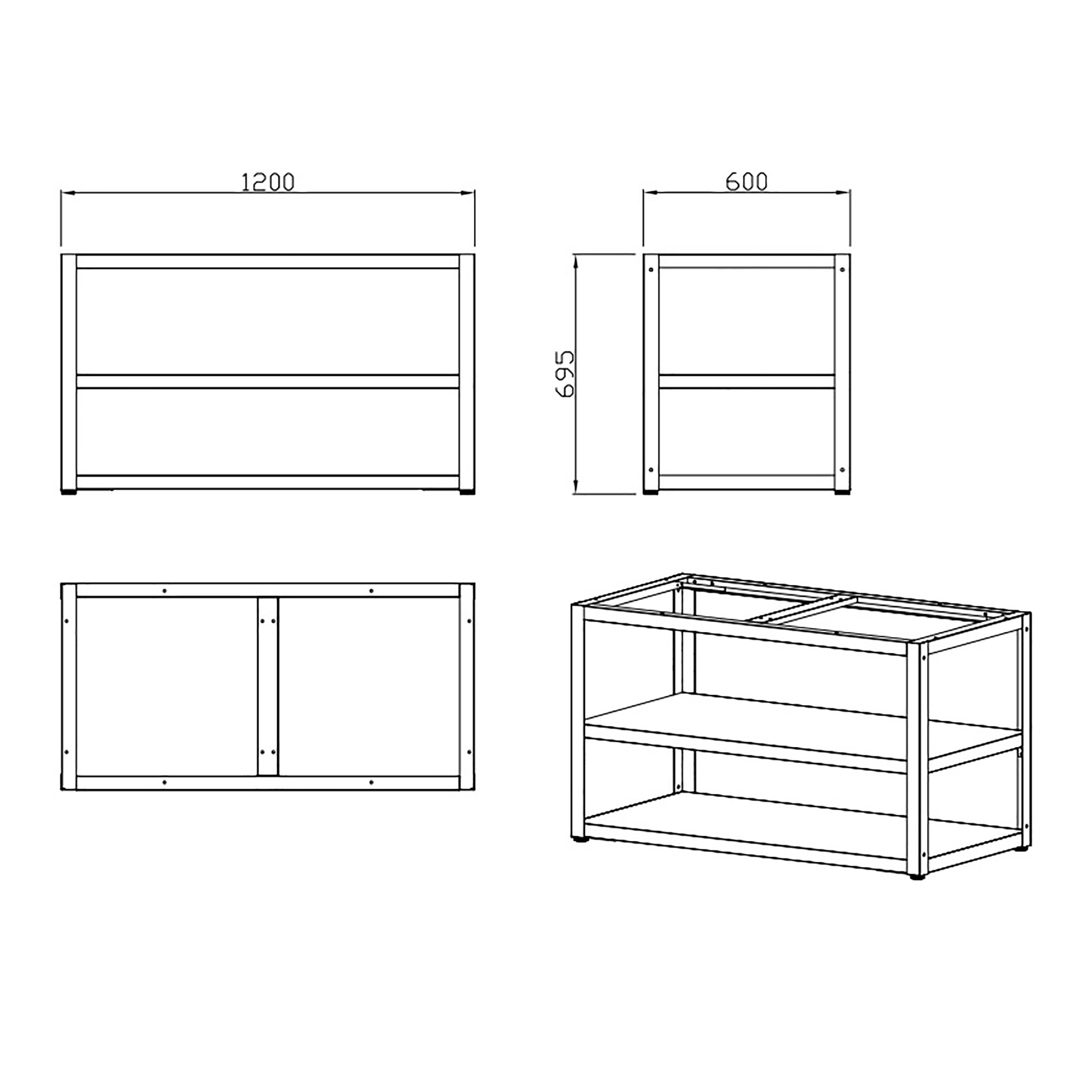 Grunnmodul MyOutdoorKitchen Nordic Line 120 cm for 2 moduler