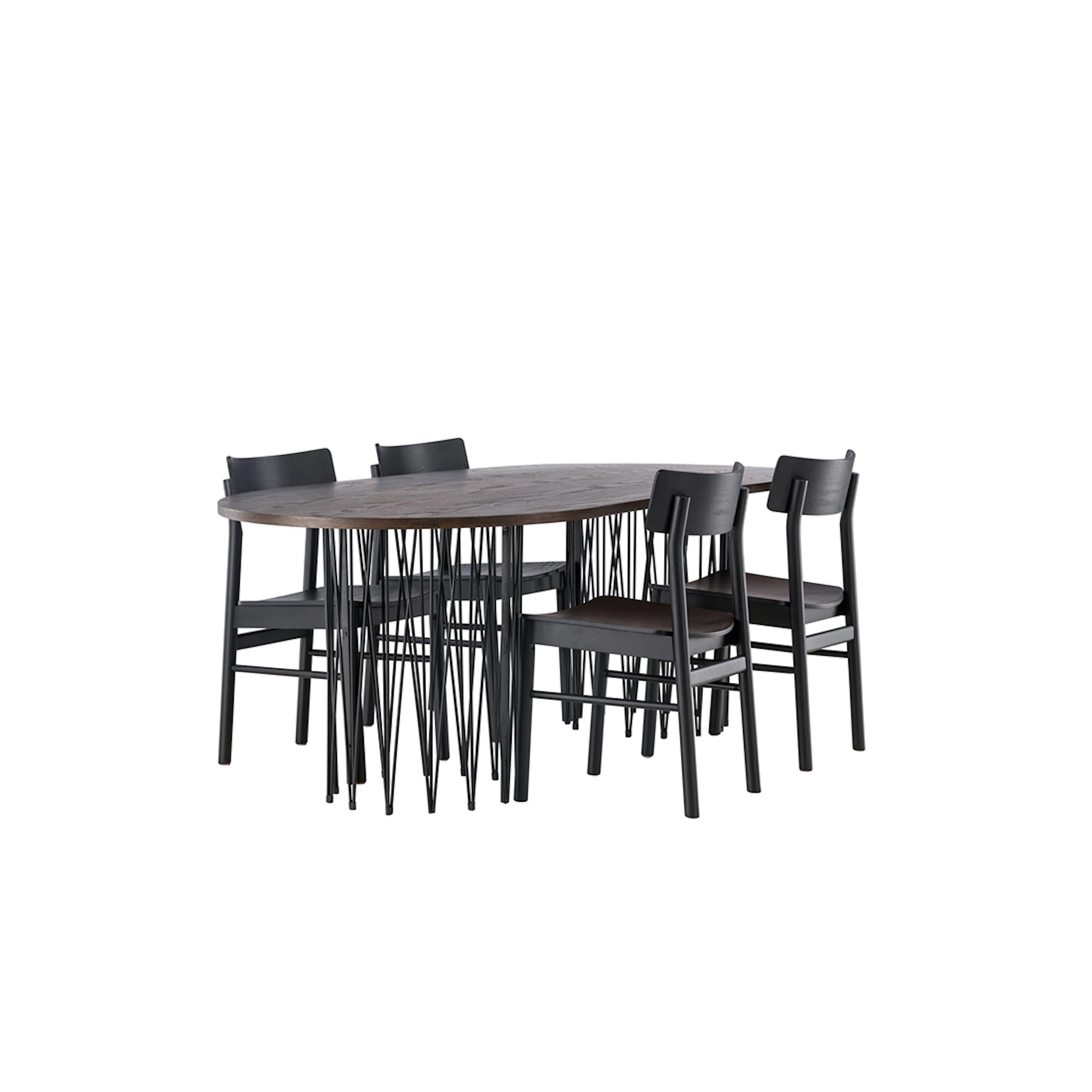 Spisegruppe Venture Home Stone oval med 4st Montros Spisestoler