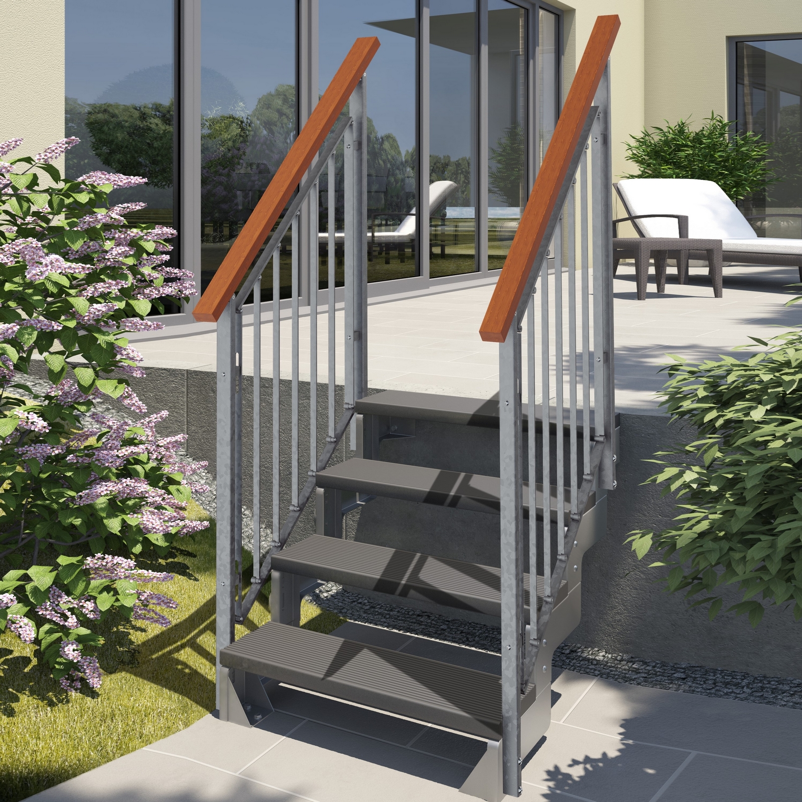 Hagetrapp Dolle Gardentop Trimax med Nordic Rekkverk