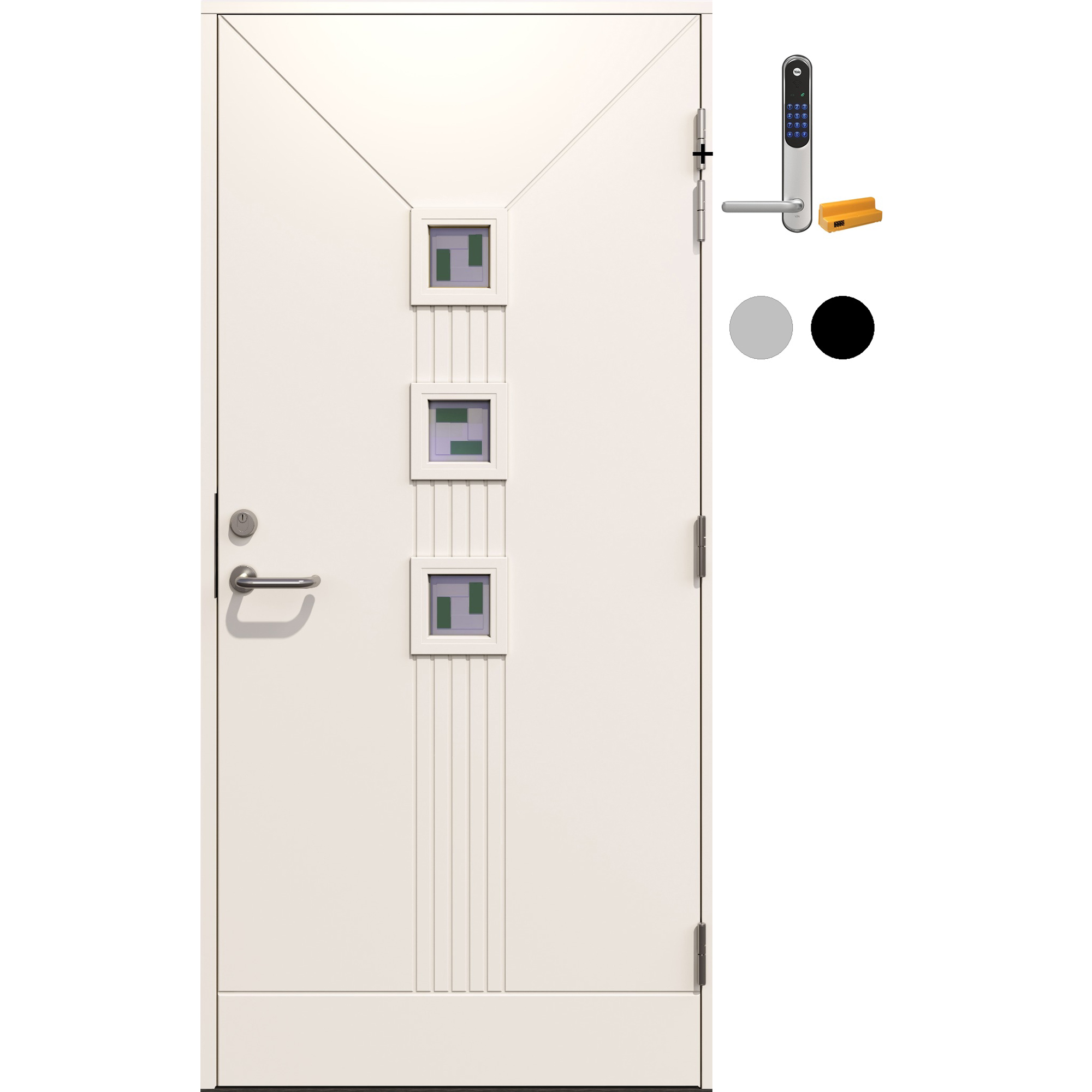 Ytterdør Gilje Linda 3 Glass med Yale Doorman Classic Home