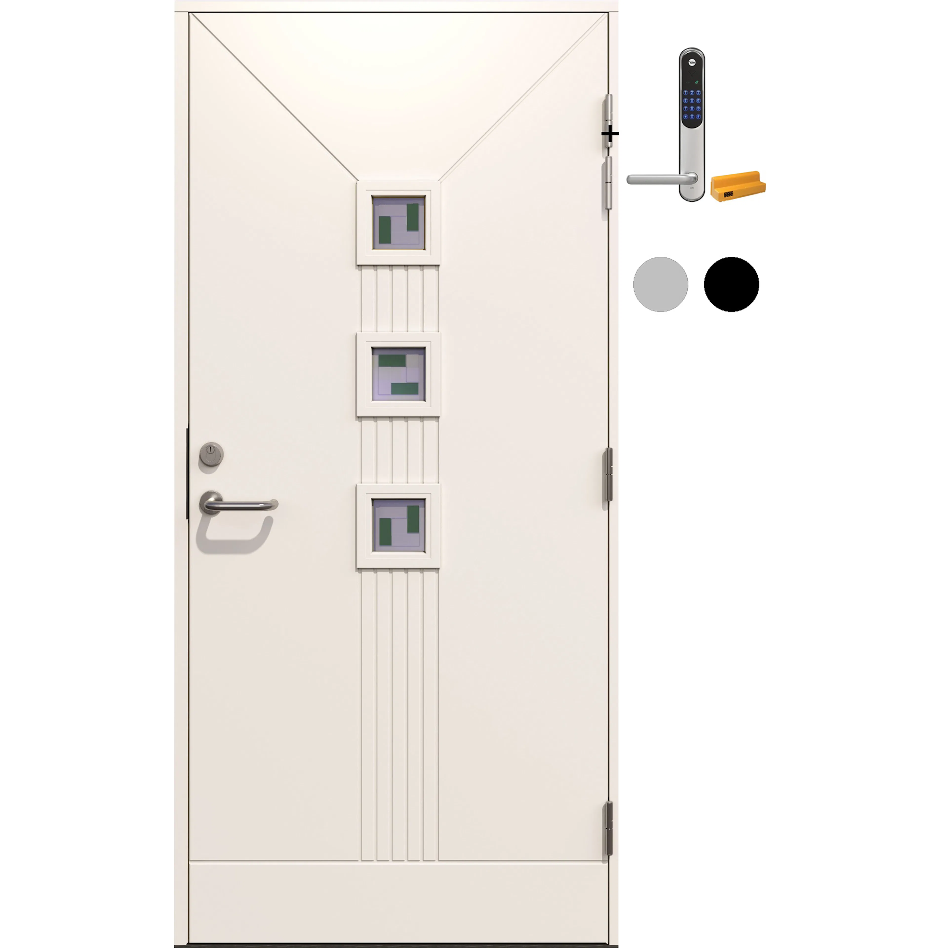 Ytterdør Gilje Linda 3 Glass med Yale Doorman Classic Home
