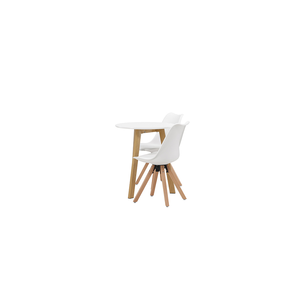 Matgrupp Venture Home Leonora Ø65 cm med 2 st Zeno stolar Hvit