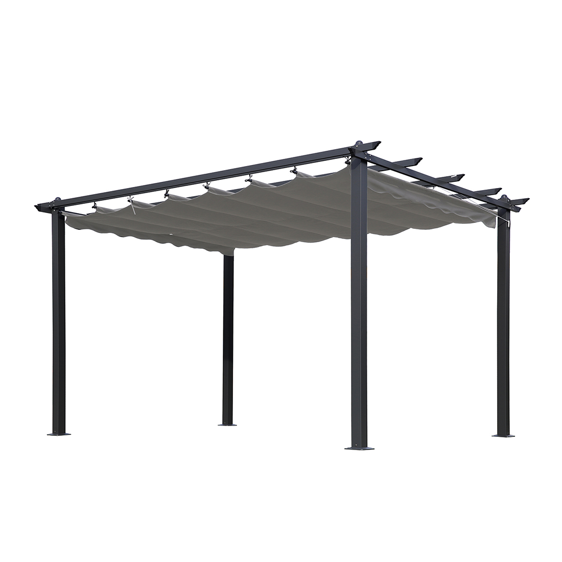 Pergola Skugga 3X4M Sort Ramme Grått Stoff