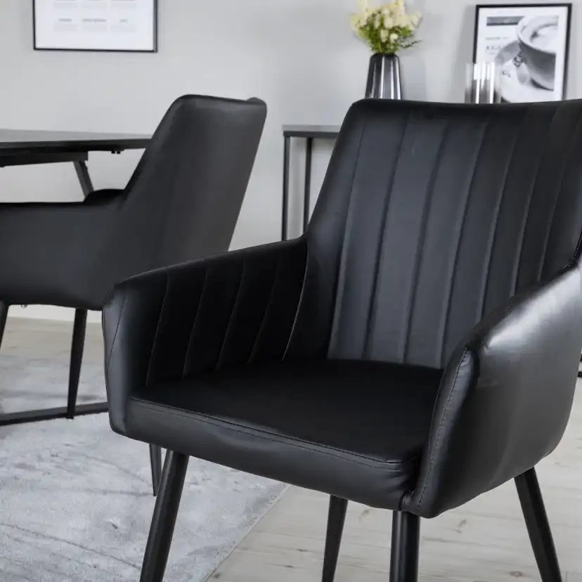 Marina Dining Table - Black top / Black Legs +Comfort - Dini Sort/Sort