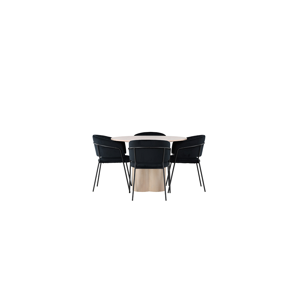 Spisegruppe Venture Home Olivia Ø110 cm med 4 stk Selma Stoler