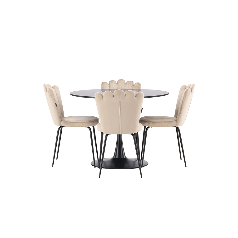 Spisegruppe Venture Home Glade Ø 100 cm med 4 Limhamn Stoler