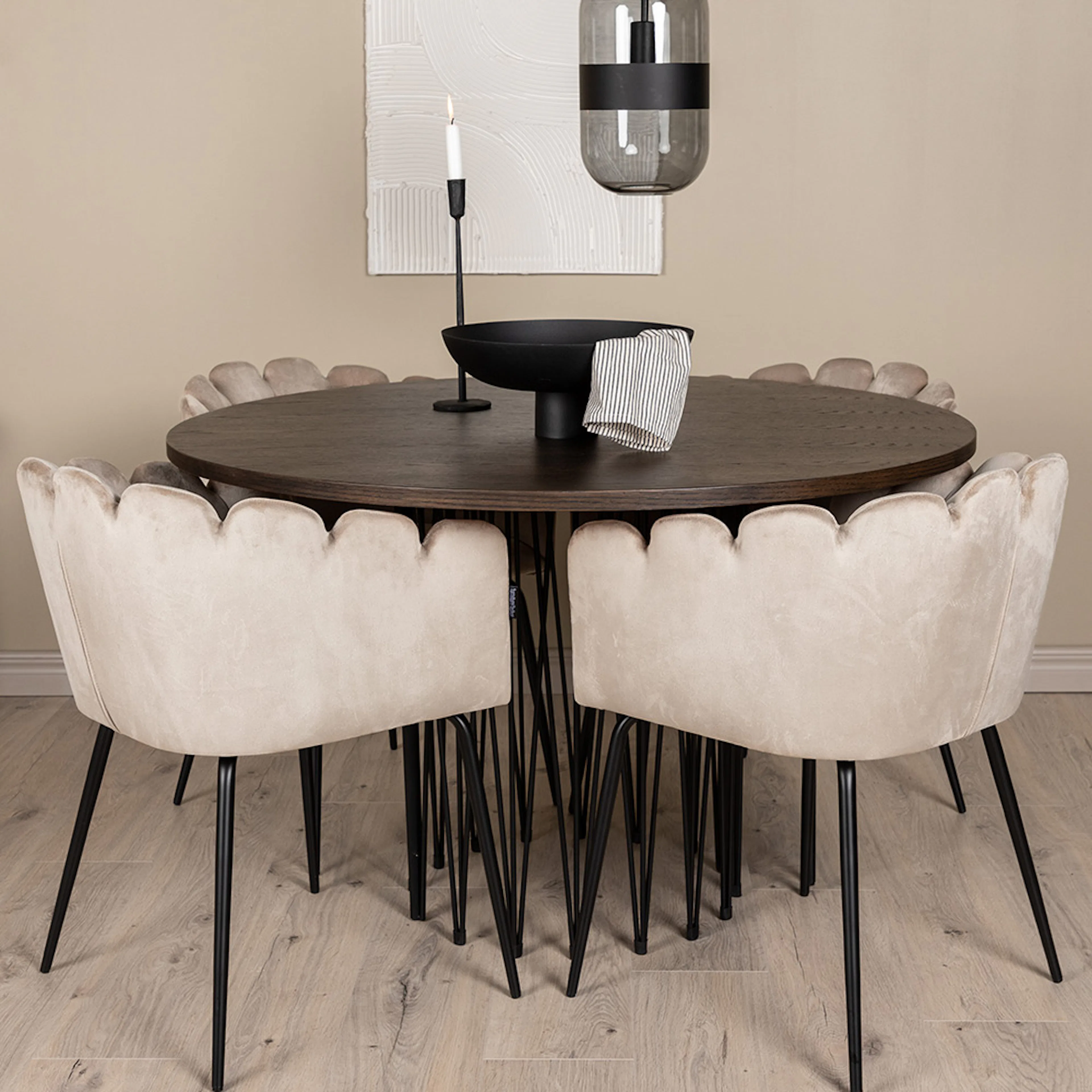 Spisegruppe furniture/fashion Stone med 4 Limhamn Stoler Rundt