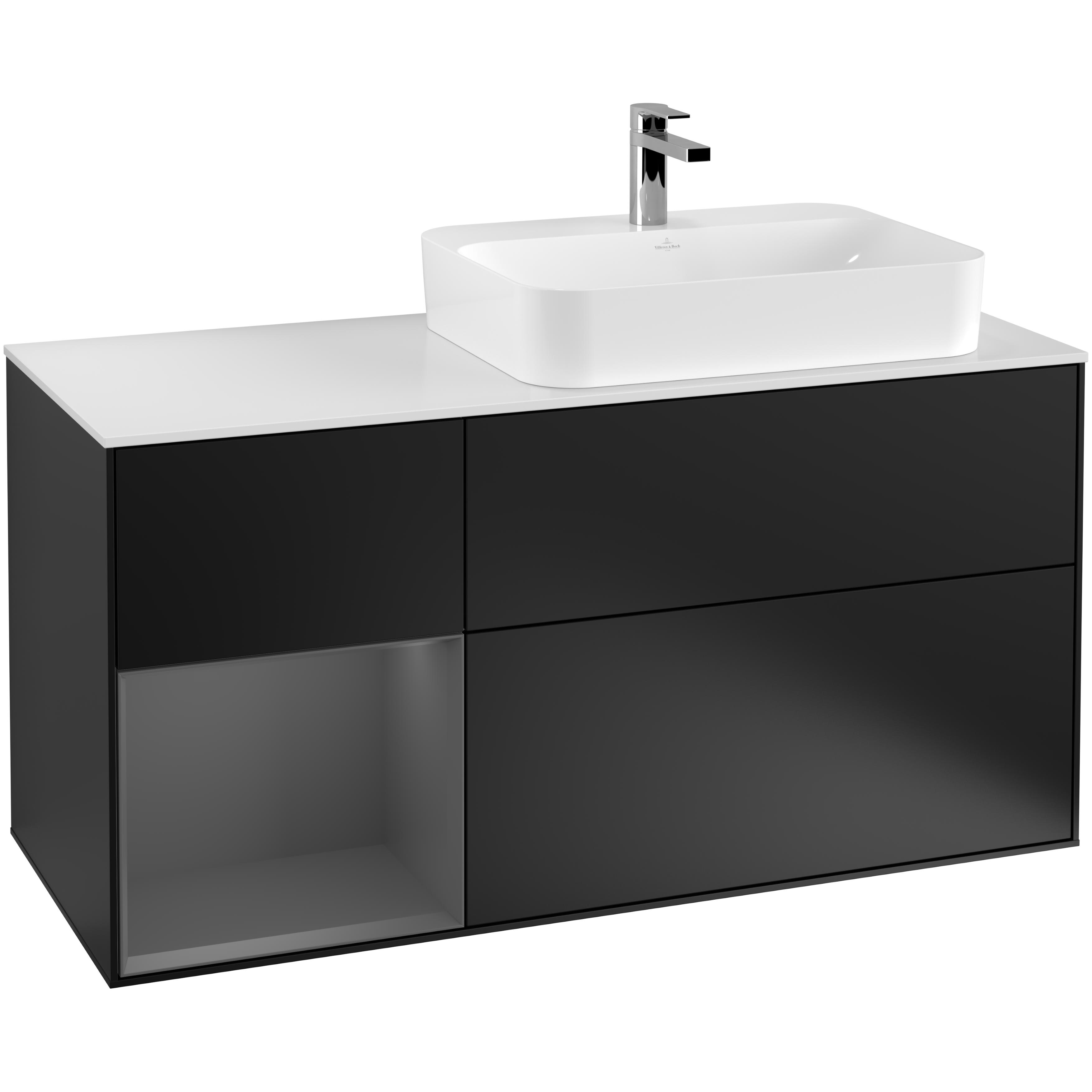 Tvättställsskåp Villeroy & Boch Finion med 3 Lådor Hylla och Bänkskiva för Ocentrerat Ytmonterat Tvättställ