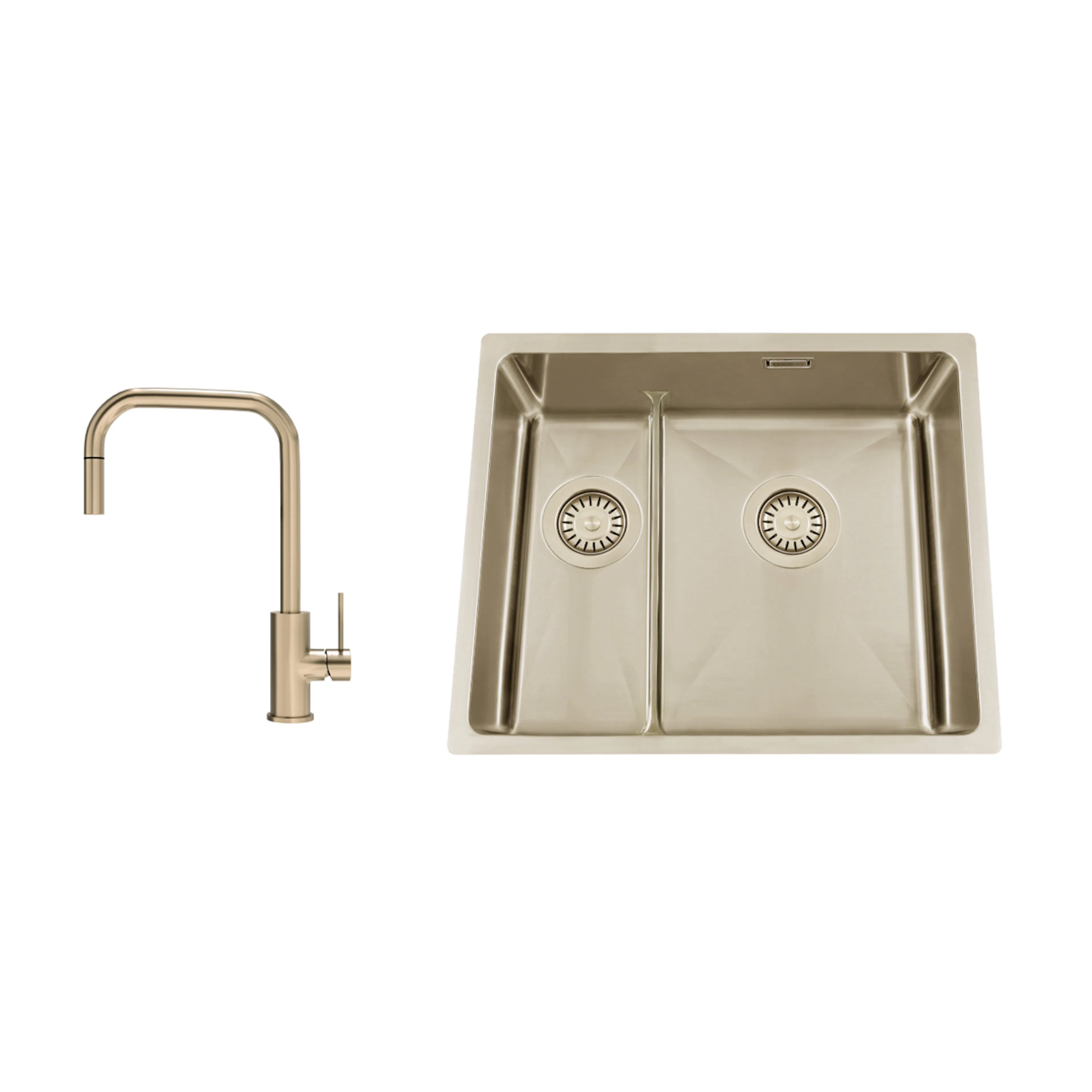 Kjøkkenvask Nordic Tech Titan 53 KHX Nickel med Kjøkkenbatteri Steel Accent Square D