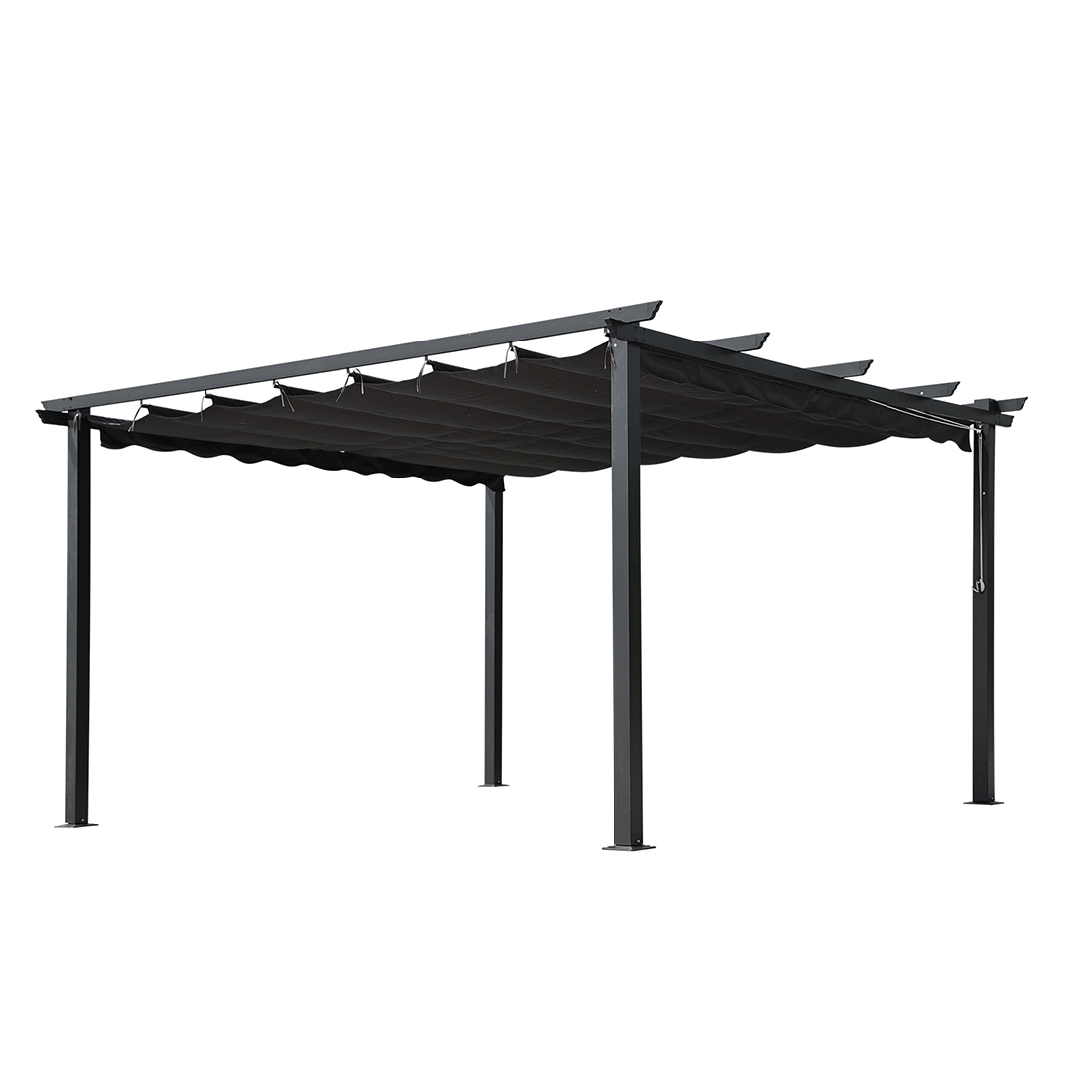 Pergola Skugga 4X4M Sort Ramme Mørkegrått Stoff