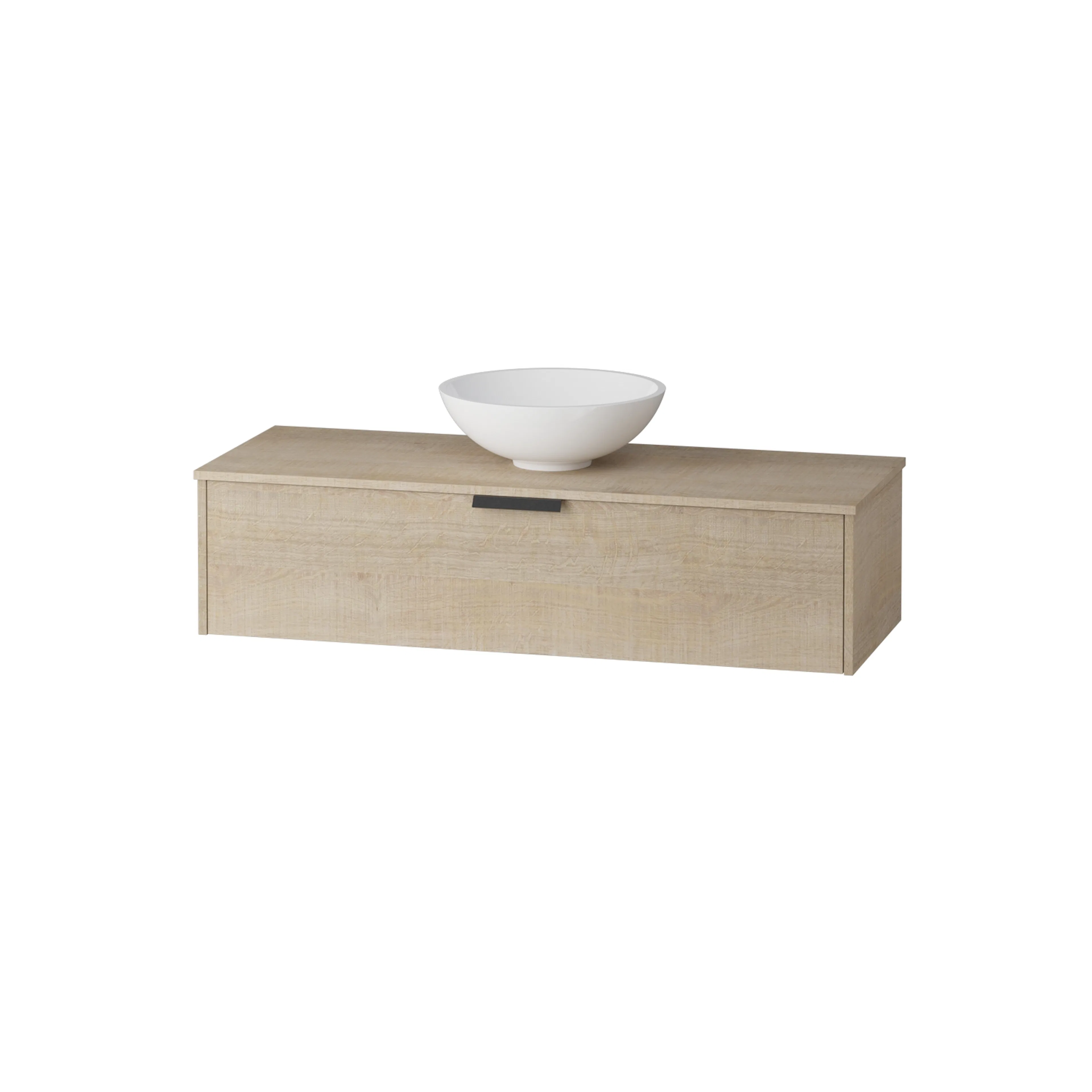 New Block servantskap B120 med Rondo bolleservant Eik Struktur med Sort Grep