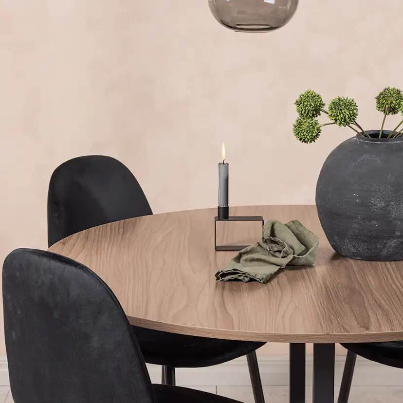 Spisegruppe Venture Home Durango Ø 120 cm med 4 Polar Stoler Fløyel