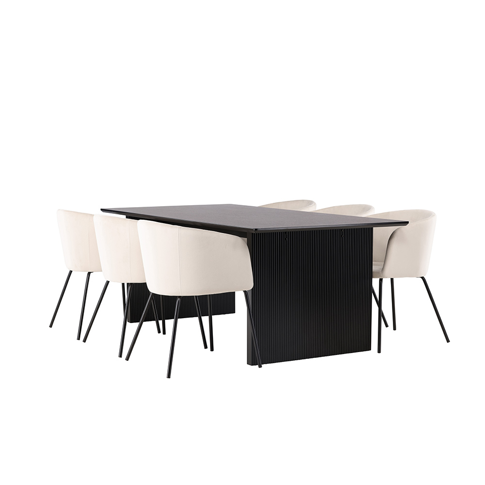 Spisegruppe Venture Home Vail med 6 Berit Stoler Fløyel